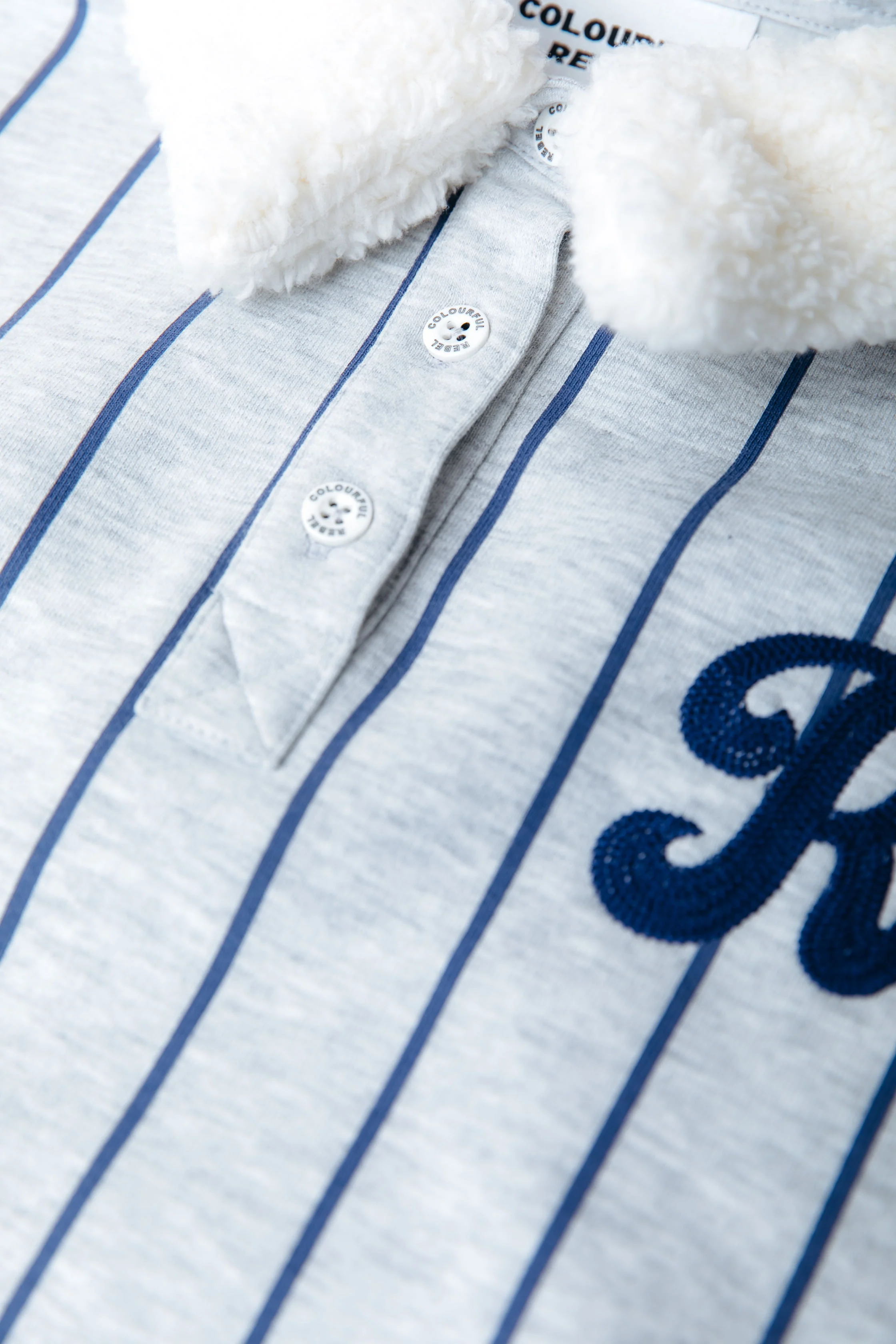 Baseball Contrast Collar Sweat | Light grey melange - Image 4