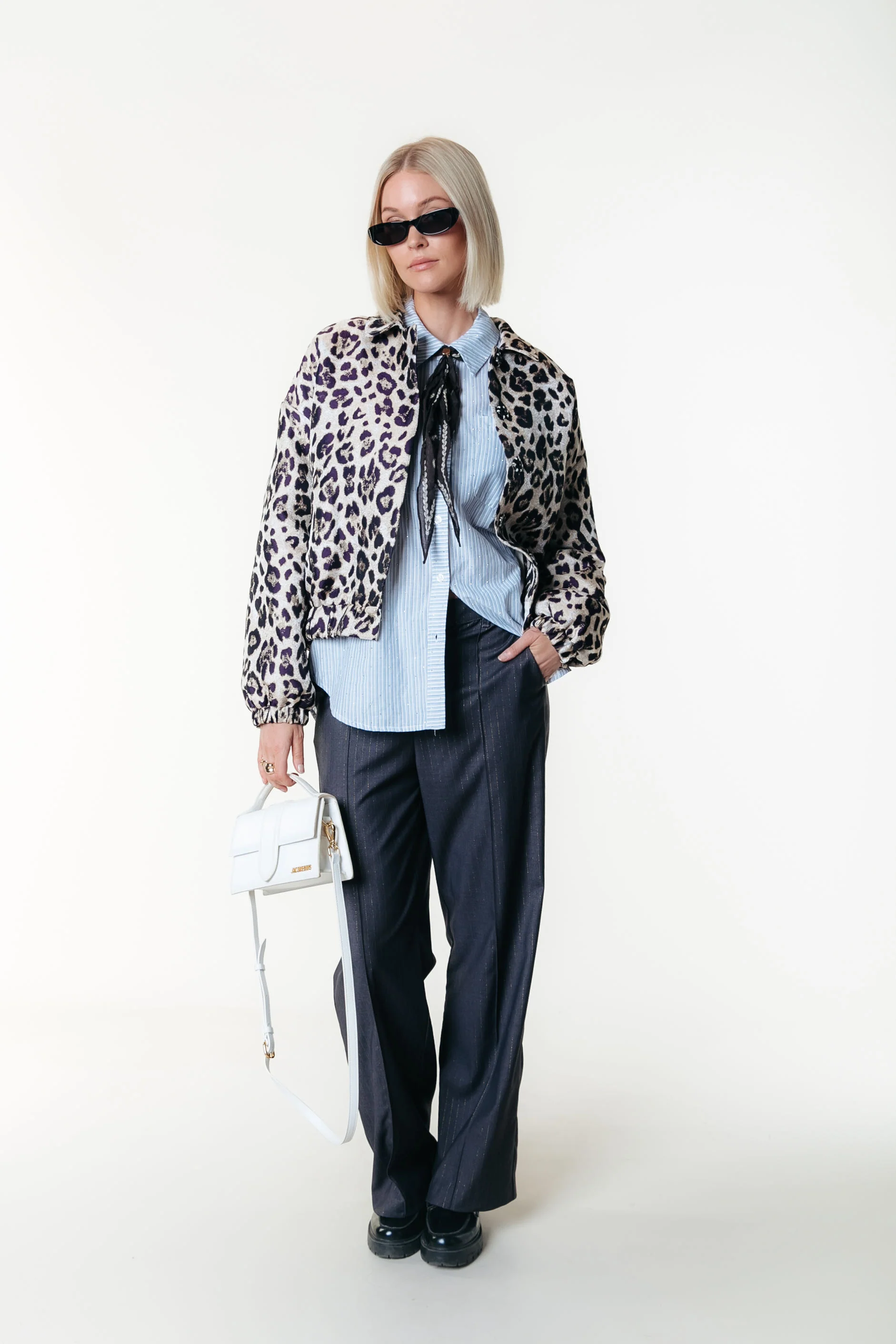 Bente Leopard Jacquard Jacket | Beige - Image 3