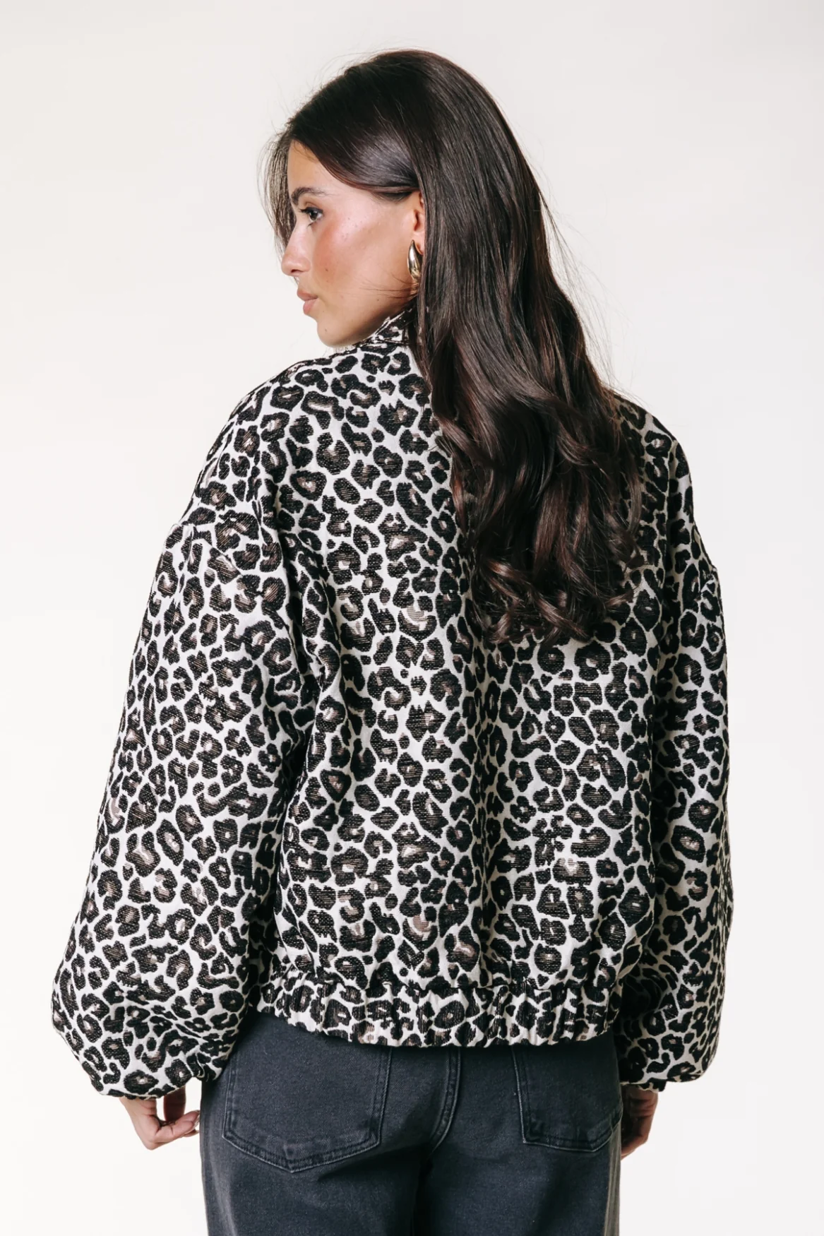 Bente Leopard Jacquard Jacket | Brown - Image 3