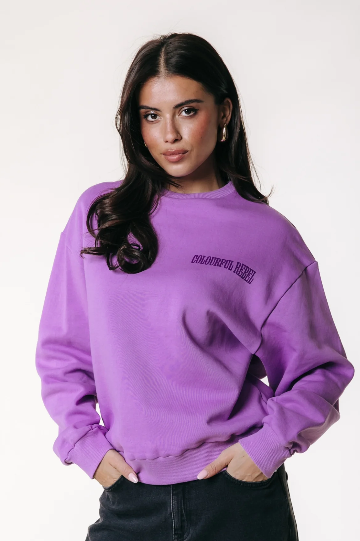 Colourful Rebel Dropped Shoulder Sweat | Soft purple - Image 2