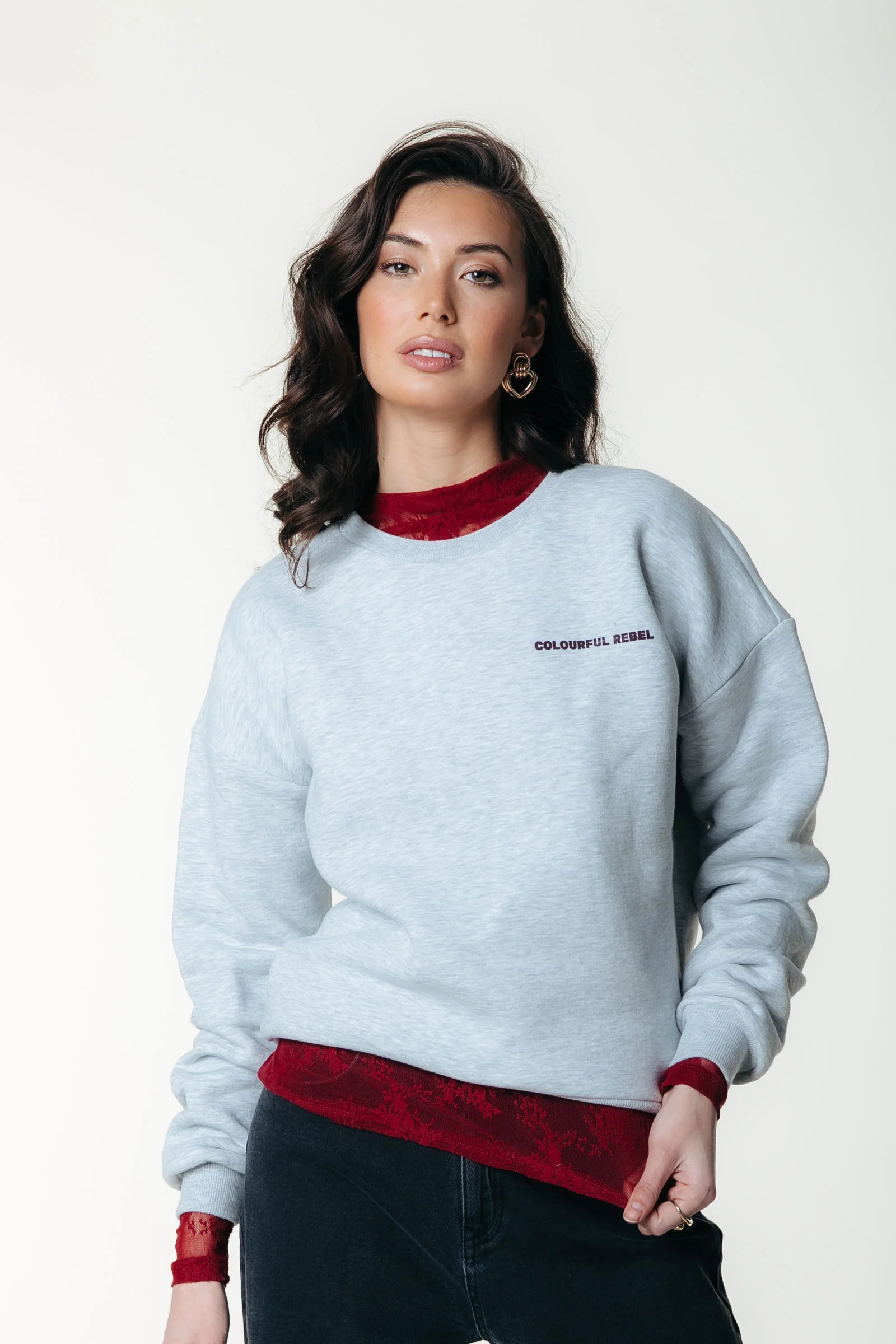 CR Flower Sweat | Light grey melange - Image 2
