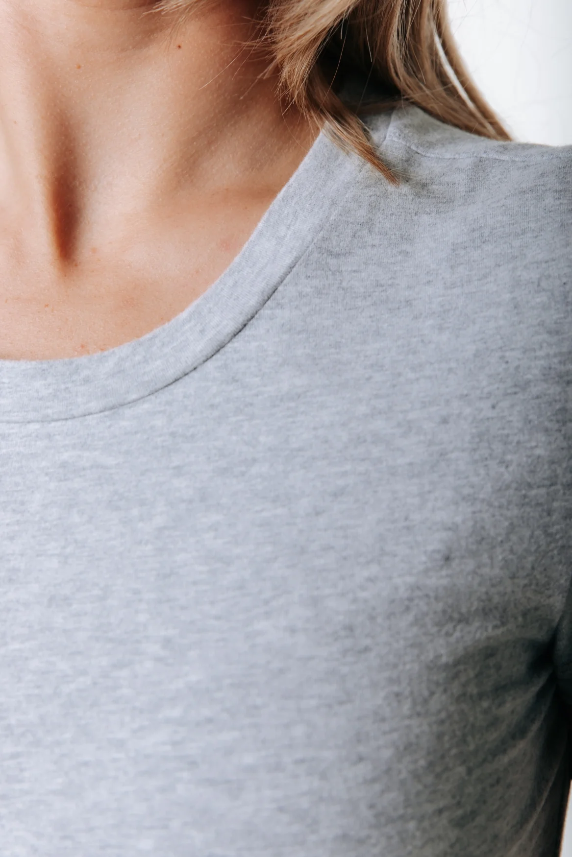 Fitted Wideneck T-shirt | Medium grey melange - Image 3