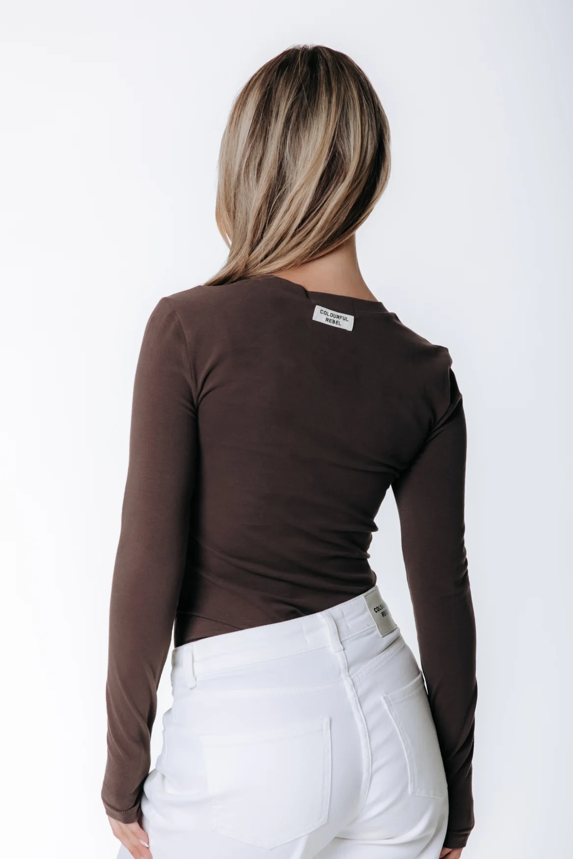 Fitted Wideneck Top | Brown - Image 2