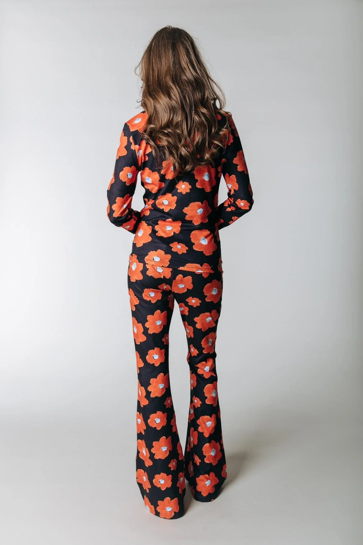 Flower Peached Flare Pants | Mandarin Orange - Image 2
