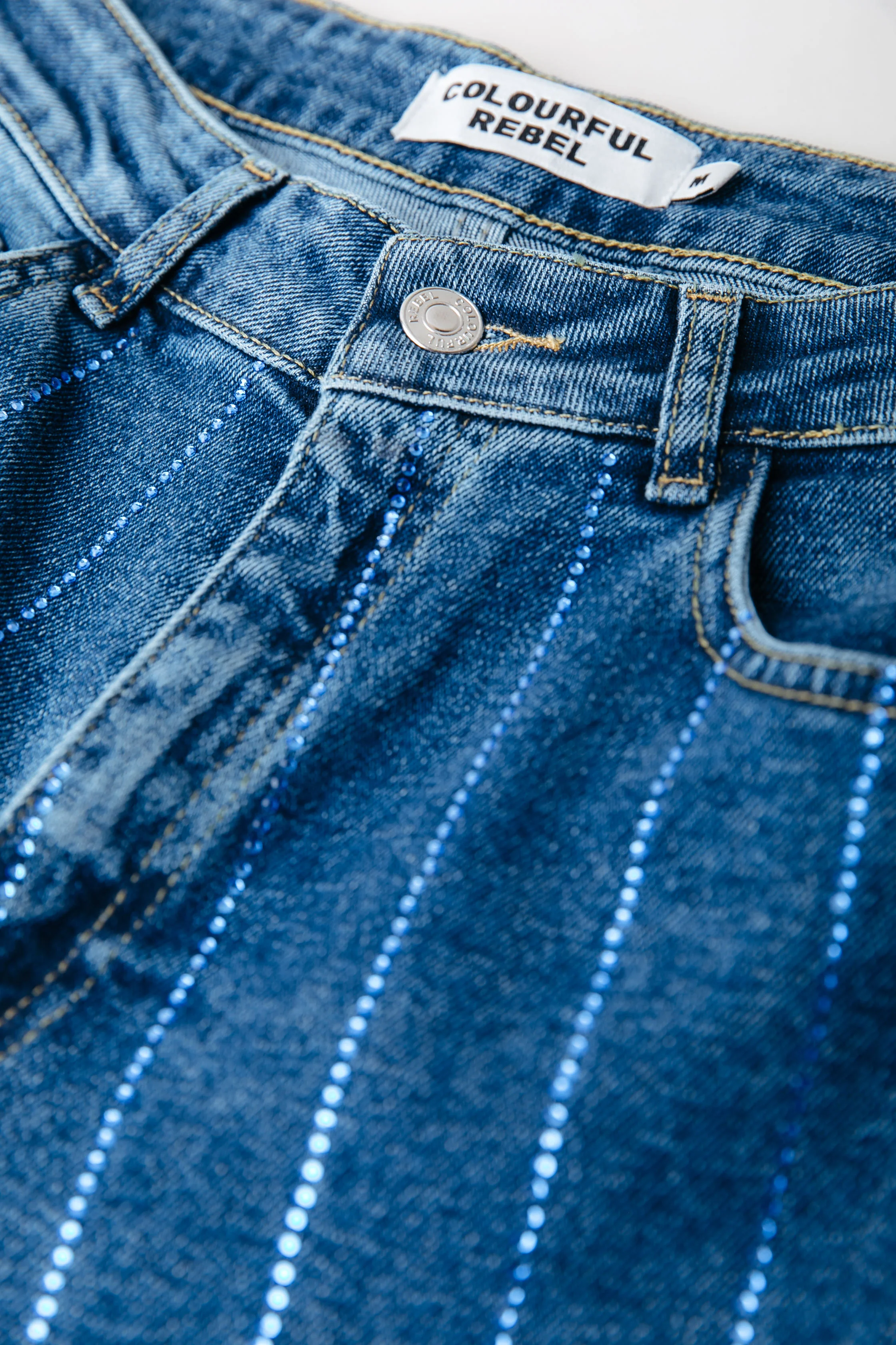 Gaias Rhinestones Denim | Dark blue denim - Image 5