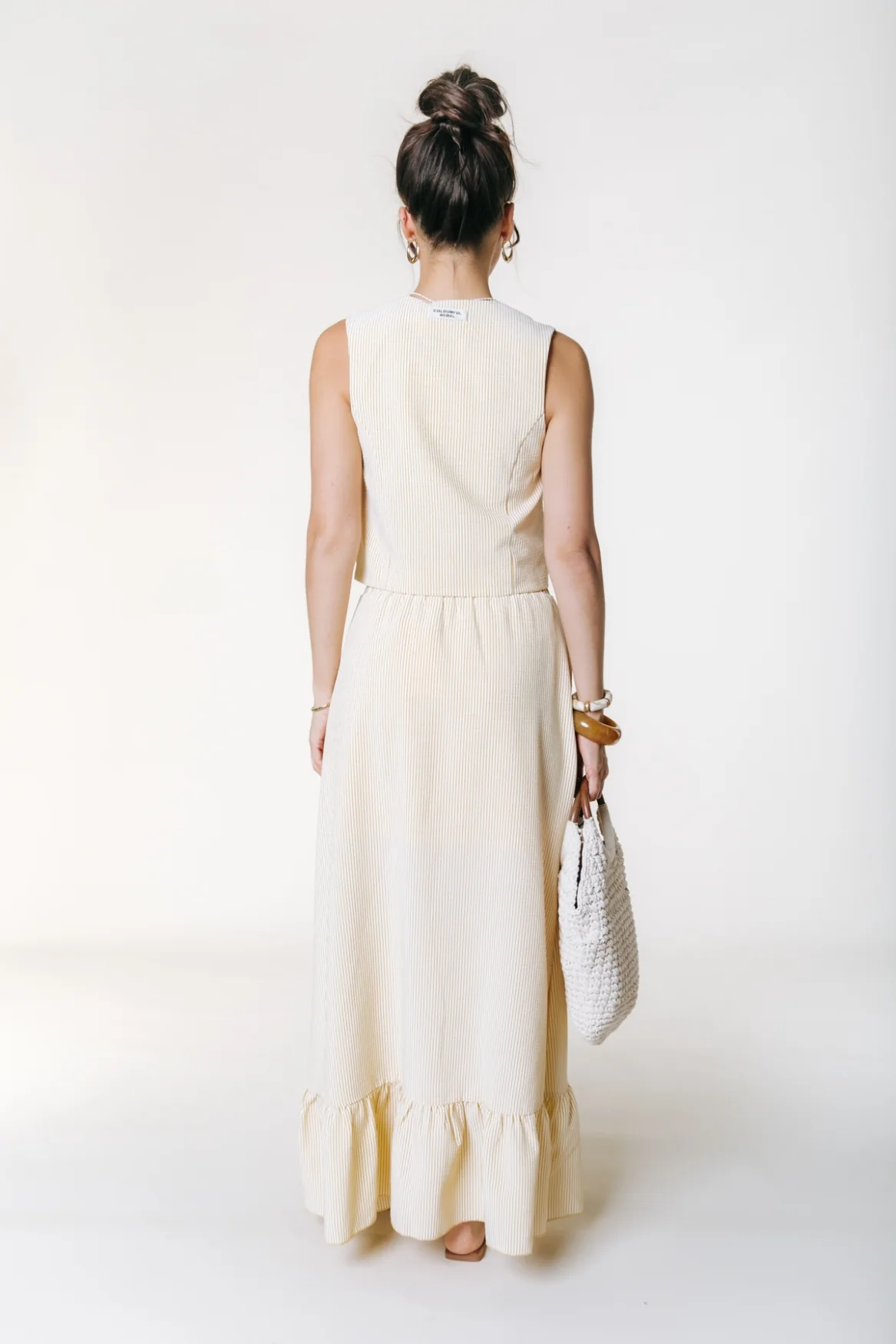 Ginger Stripe Bow Gilet | Soft yellow - Image 3