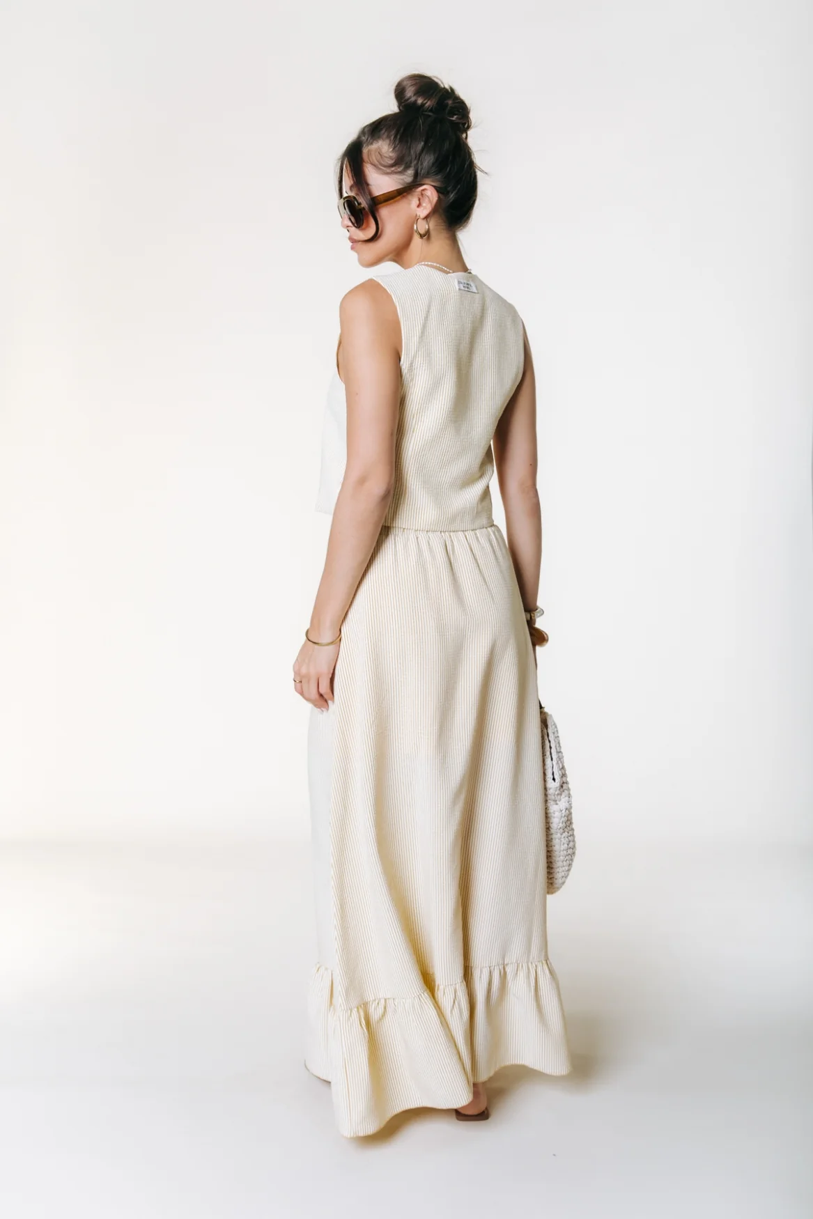 Ginger Stripe Bow Gilet | Soft yellow - Image 4