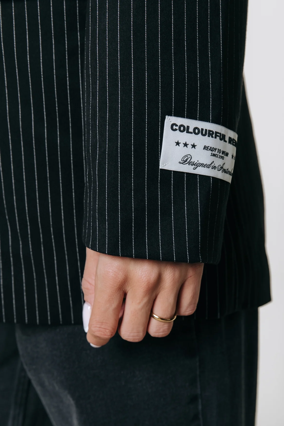 Jesra Pinstripe No 9 Lace Blazer | Black/white - Image 4