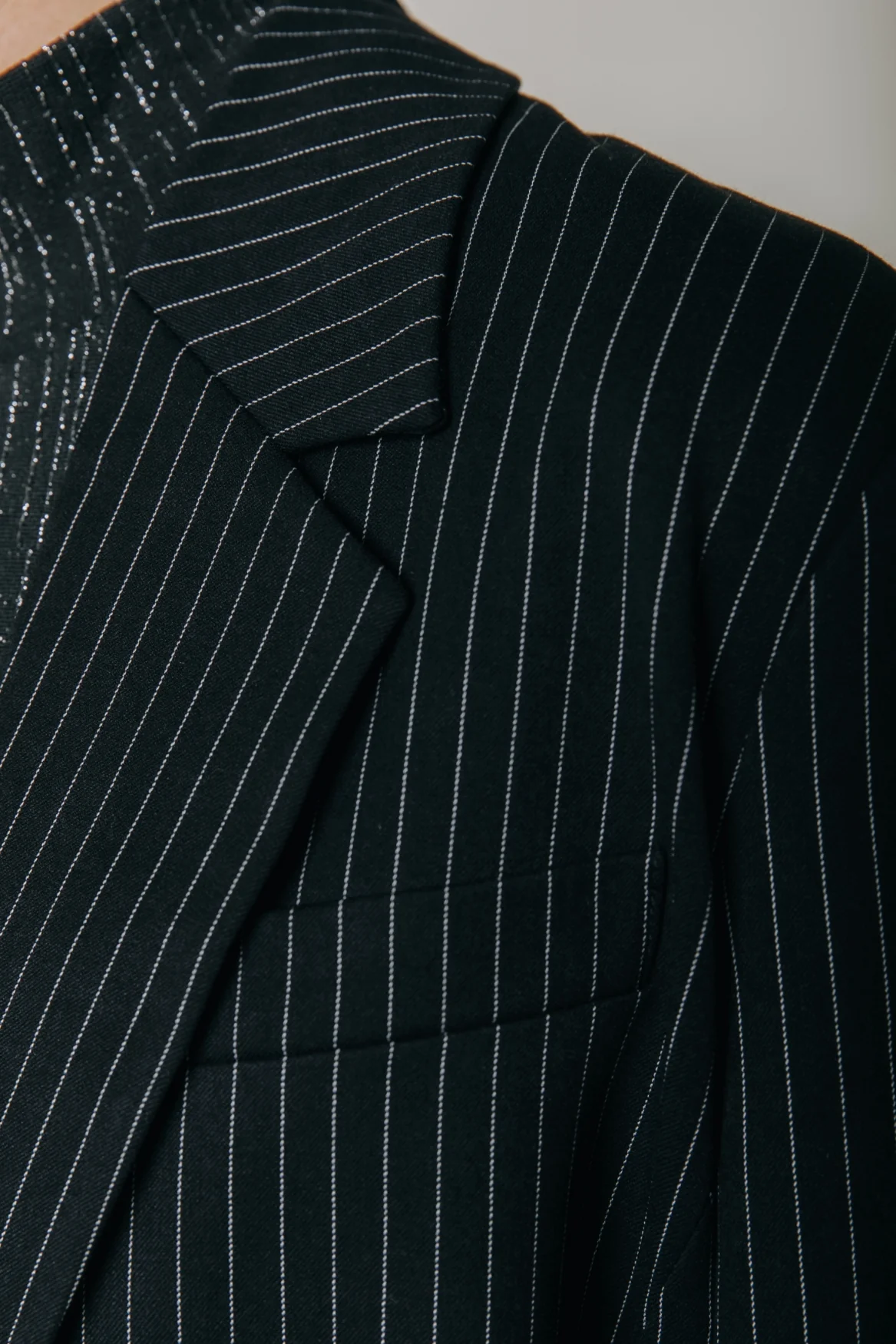 Jesra Pinstripe No 9 Lace Blazer | Black/white - Image 5