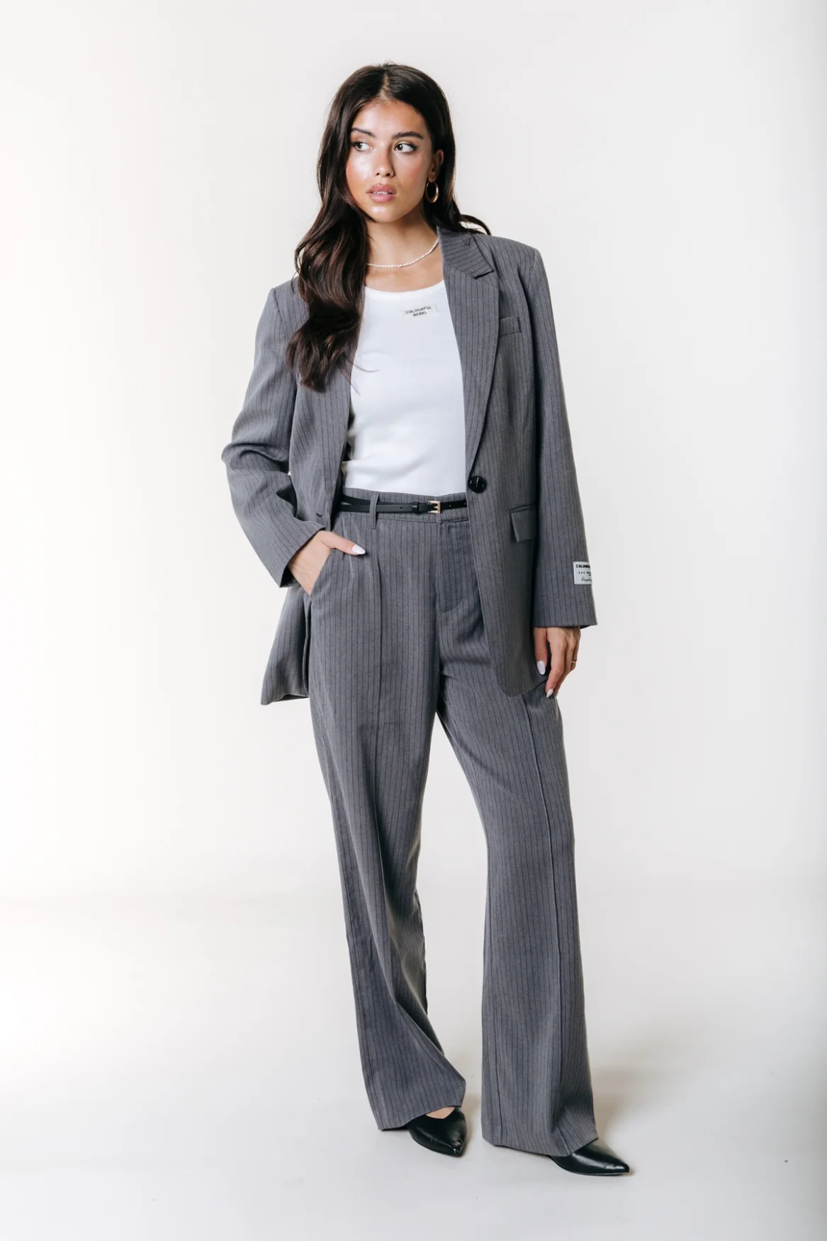 Jesra Stripe Blazer | Grey - Image 3