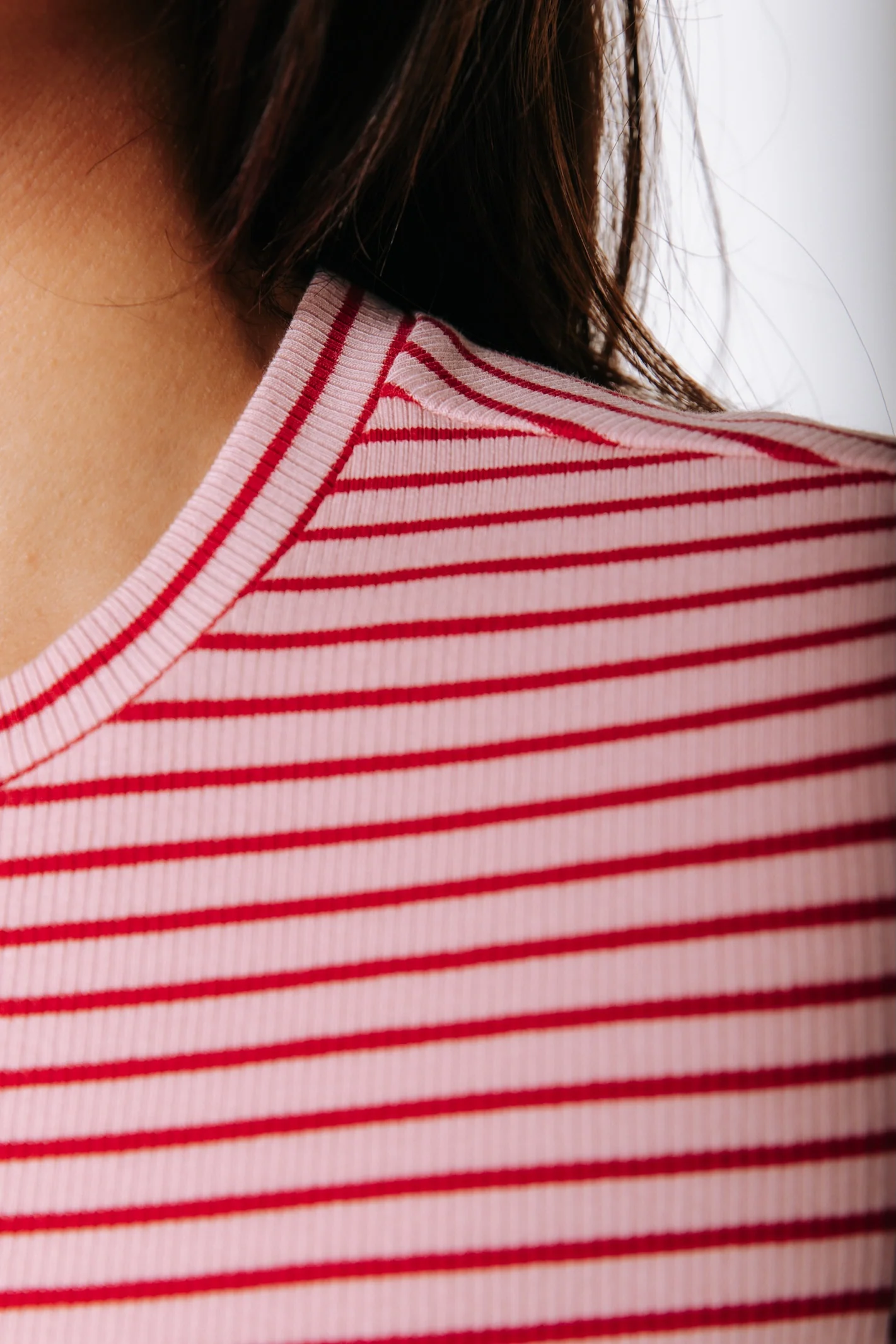 Jessie Stripe Rib Top | Pink / Red - Image 4
