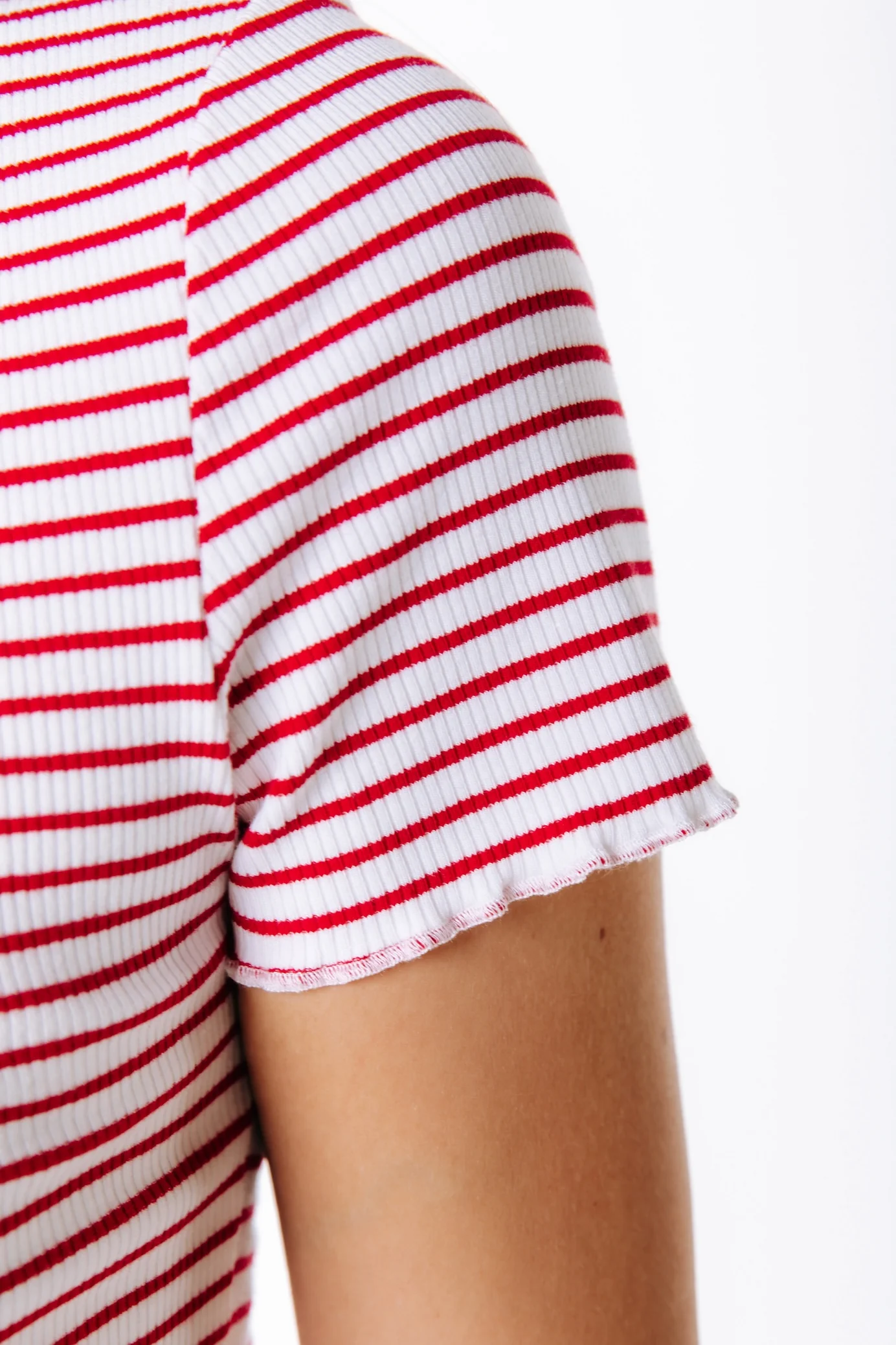 Jessie Stripe Rib Top | White/Red - Image 2