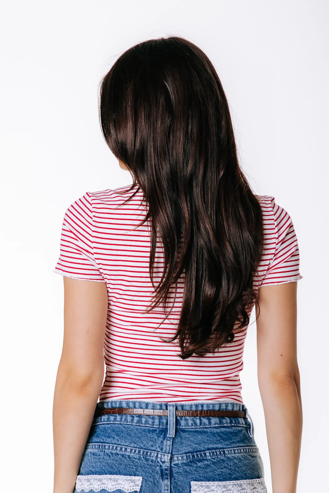 Jessie Stripe Rib Top | White/Red - Image 3