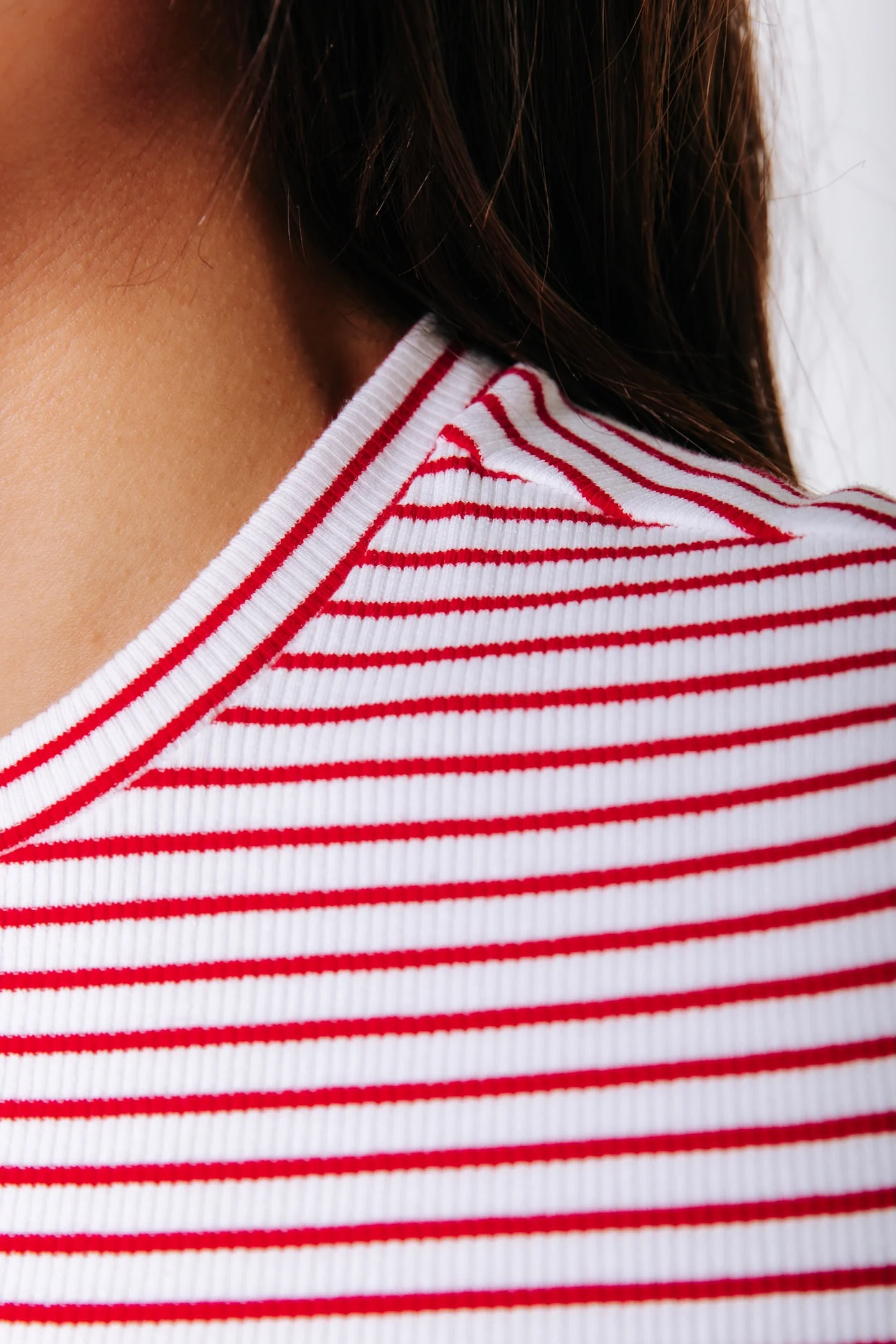 Jessie Stripe Rib Top | White/Red - Image 4