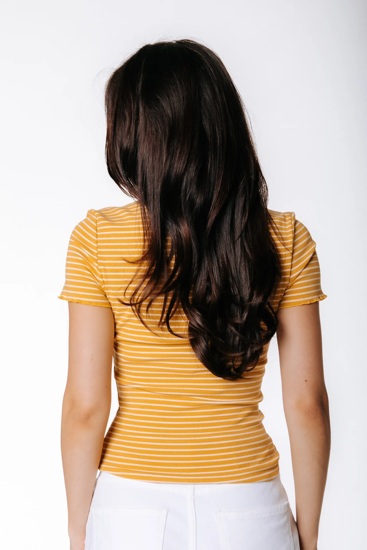 Jessie Stripe Rib Top | Yellow/White - Image 3