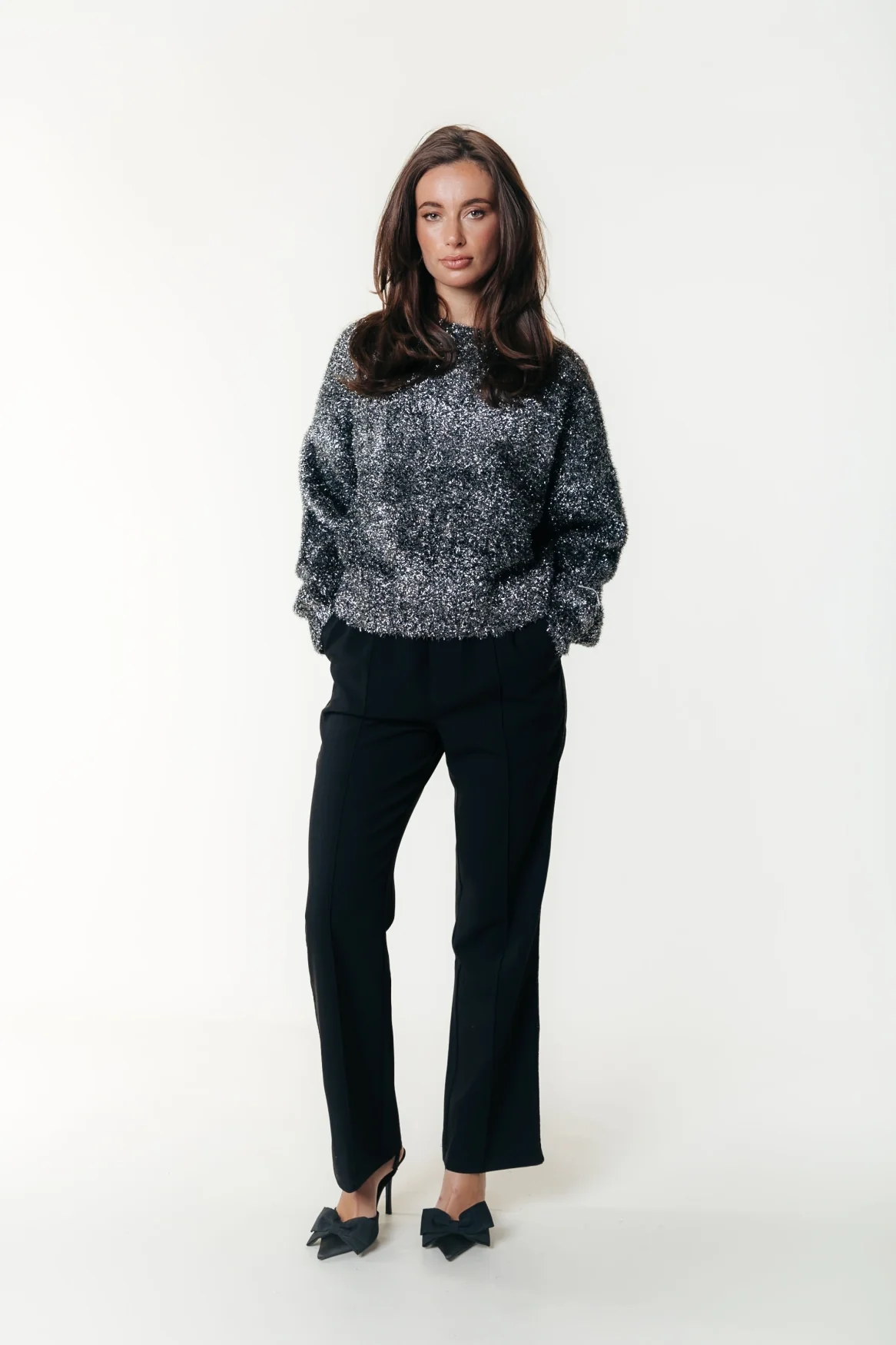 Jiby Pintuck Glitter Pants | Black - Image 2