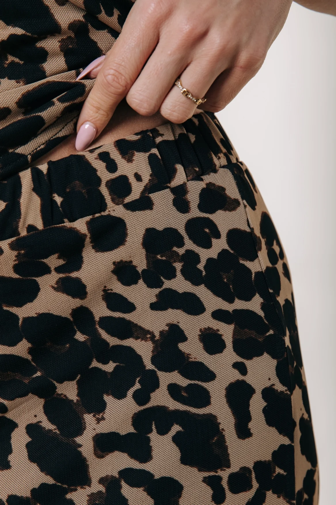 Josie Leopard Mesh Skirt | Beige - Image 3