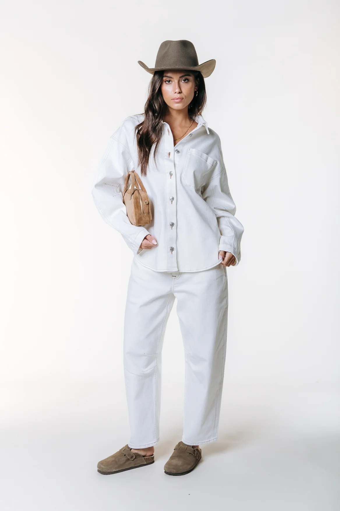 June Barrel Sleeve Blouse | White Denim - Image 4