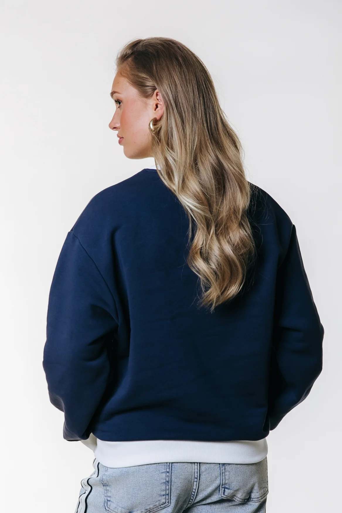 Logo Contrast Rib Sweat | Navy - Image 4