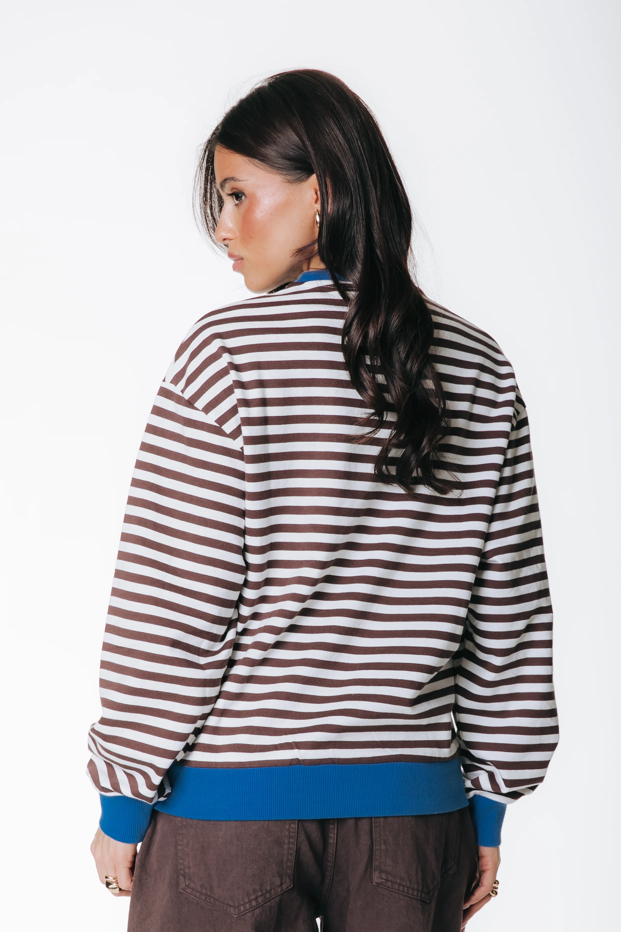 Logo Striped Sweat | Brown - Image 2