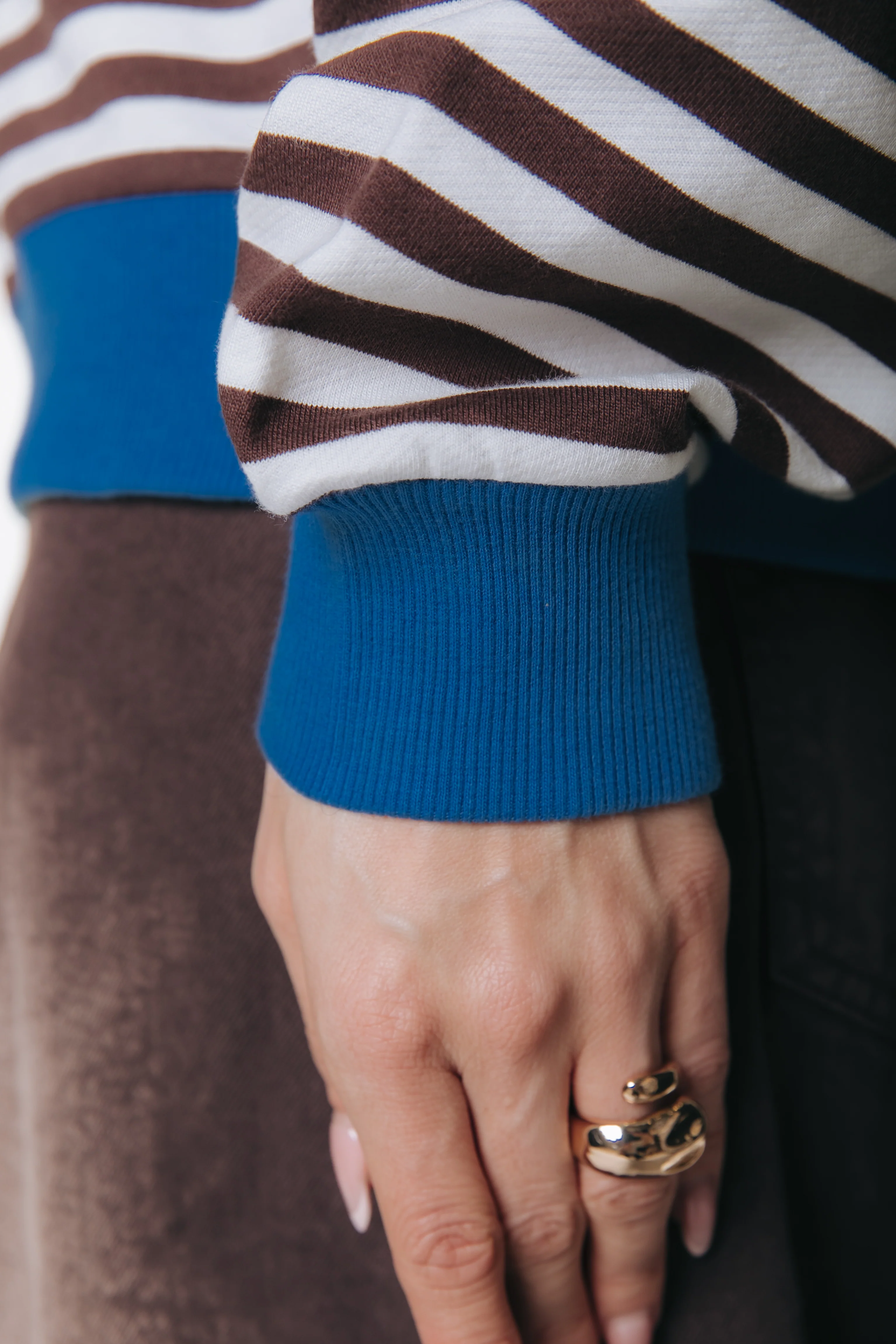 Logo Striped Sweat | Brown - Image 3