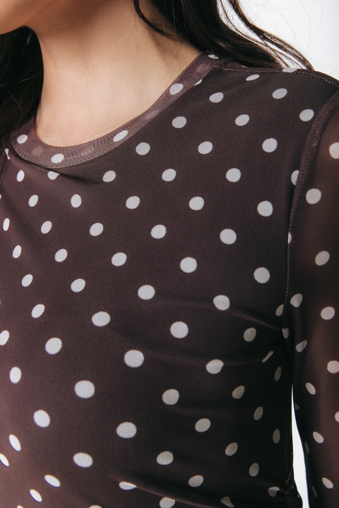 Maude Dots Mesh Maxi Dress | Brown - Image 4