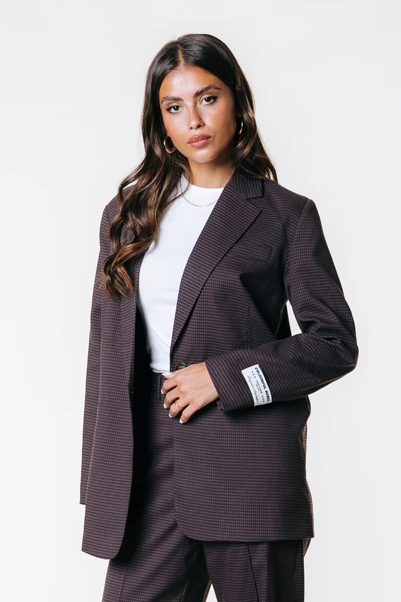 Mimmi Dogtooth Blazer | Brown - Image 3