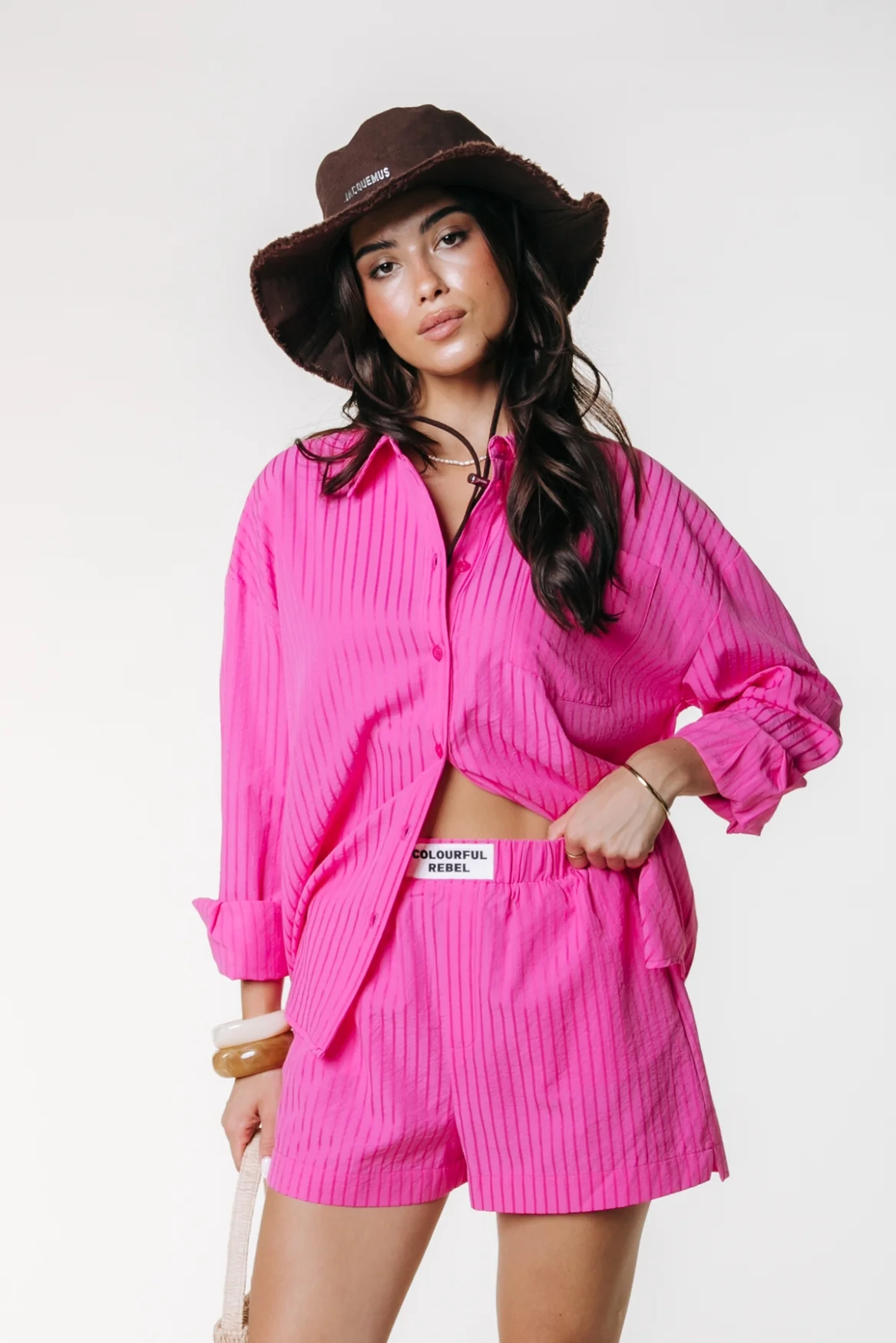 Moon Stripe Blouse | Bright pink