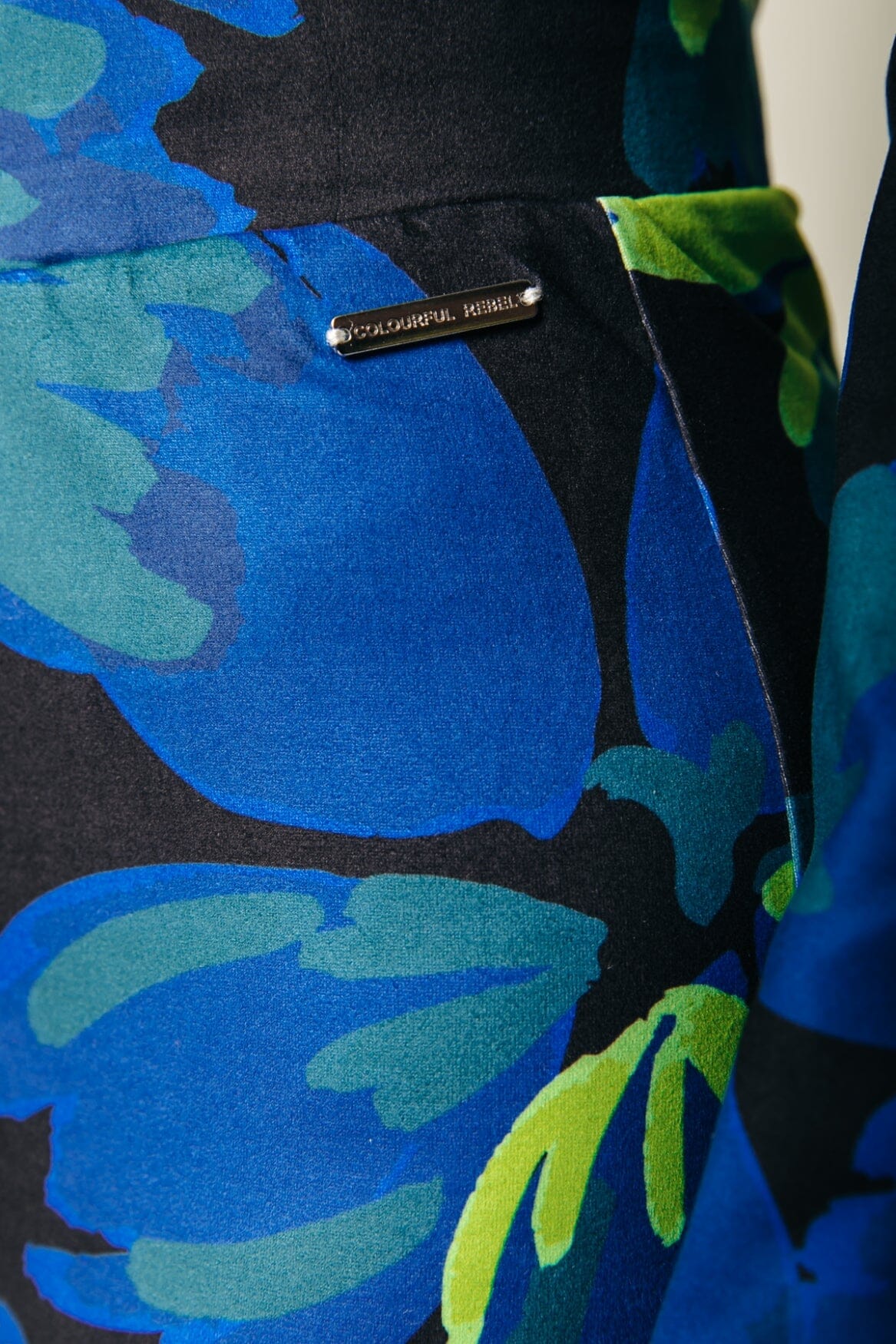 Moved Flower Peached Extra Flare Pants | Vibrant Blue - Image 3
