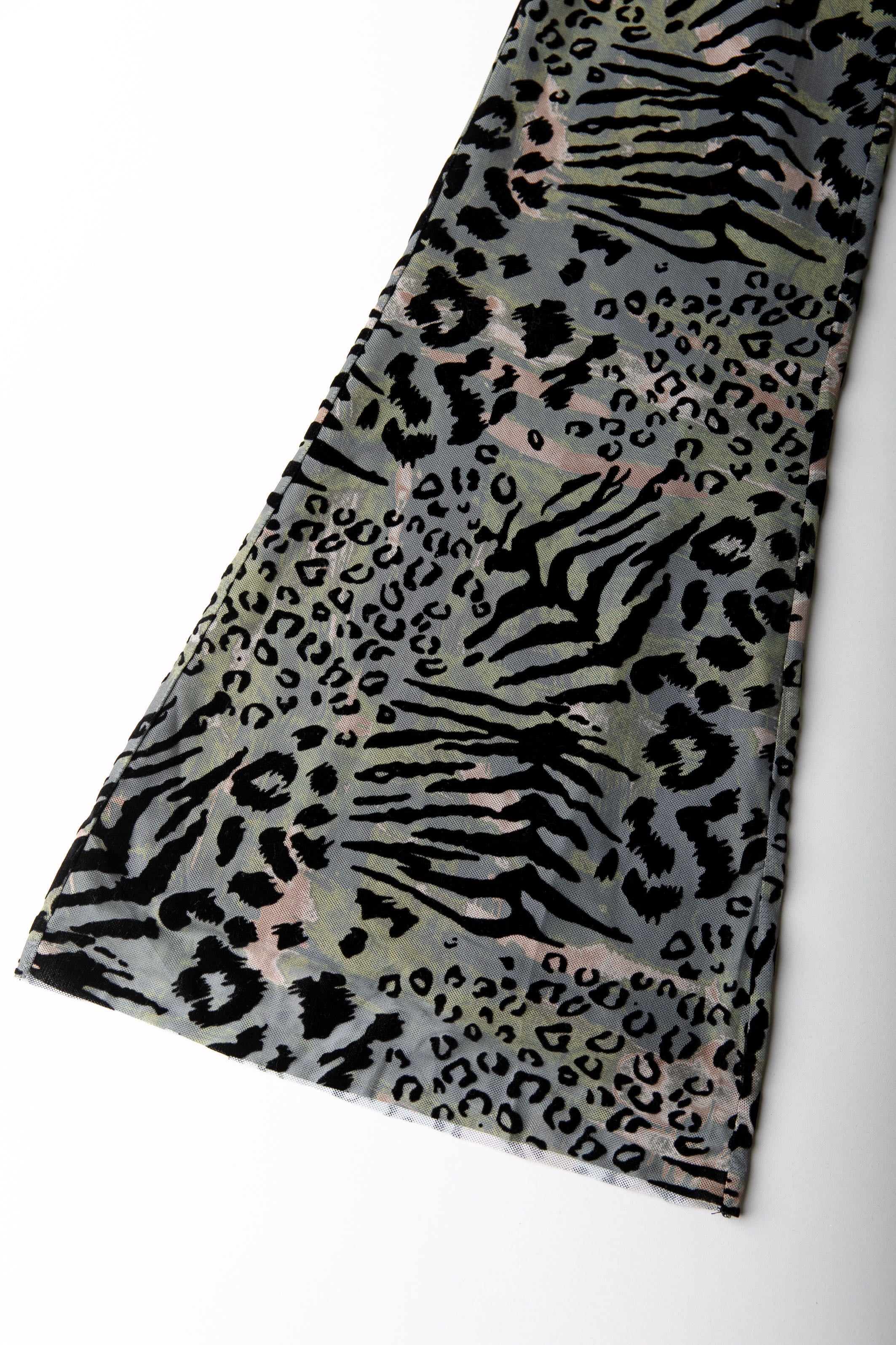 Leopard Flock Mesh Flare Pants | Army - Image 7