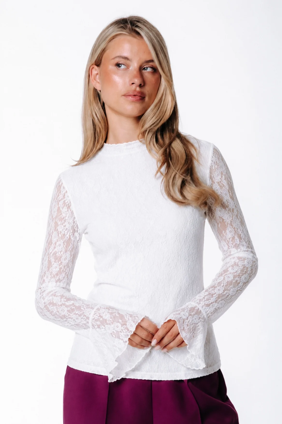 Nena Lace High Neck Top | Off white - Image 5