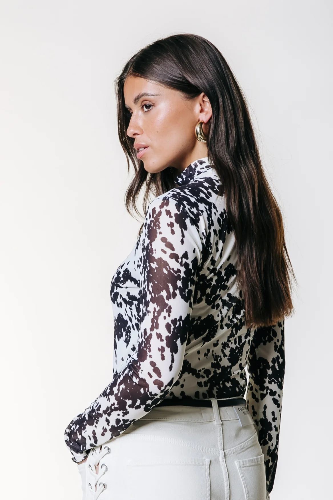 Neyo Cow Mesh Top | Beige - Image 3