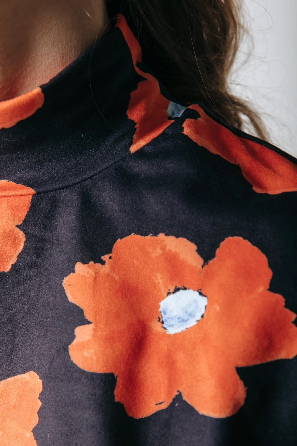 Neyo Flower Peached Turtleneck Top | Mandarin Orange - Image 3