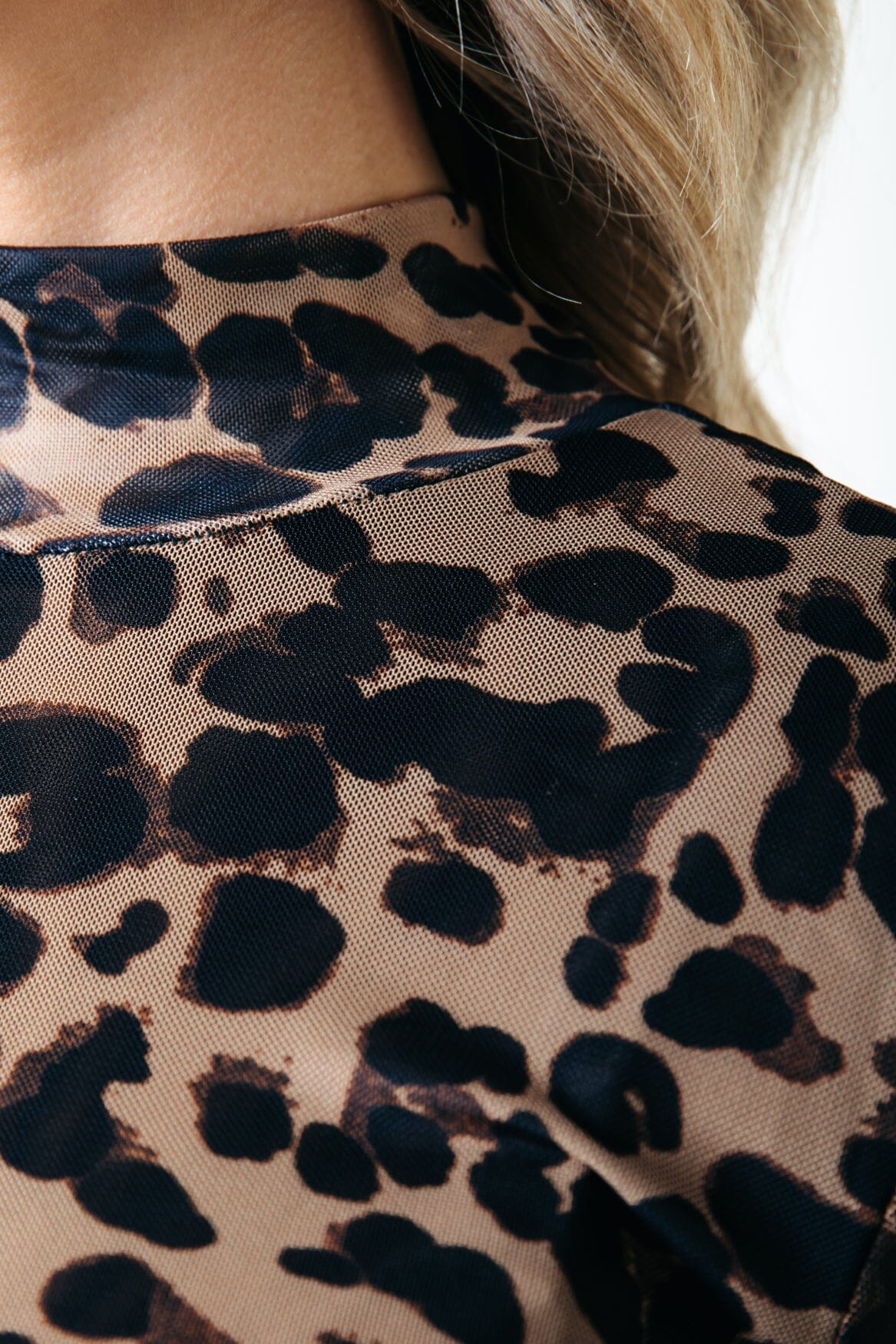 Neyo Leopard Mesh Turtleneck Top | Beige - Image 4