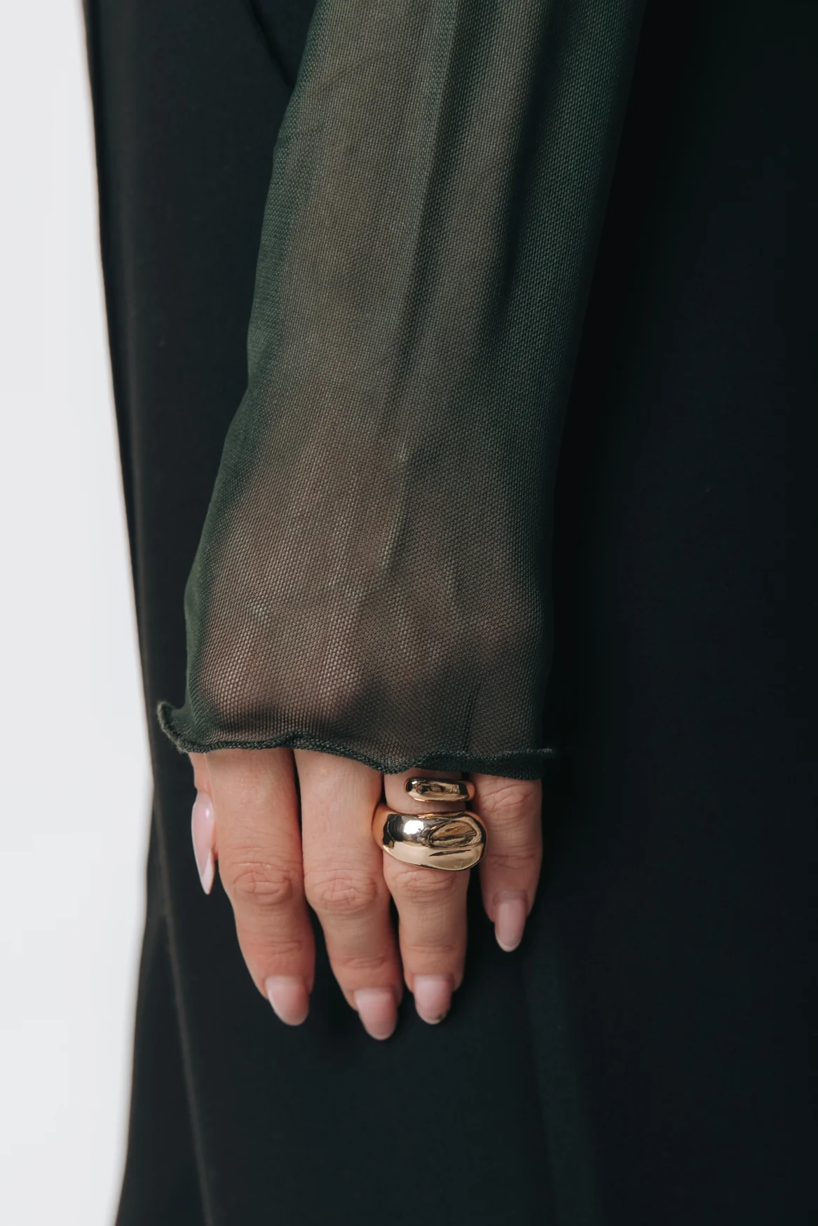 Mesh Turtleneck Top | Dark green - Image 3
