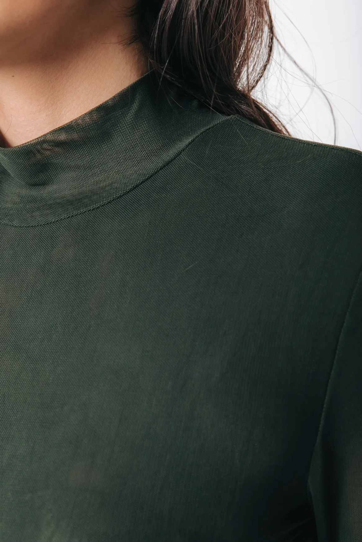 Mesh Turtleneck Top | Dark green - Image 4