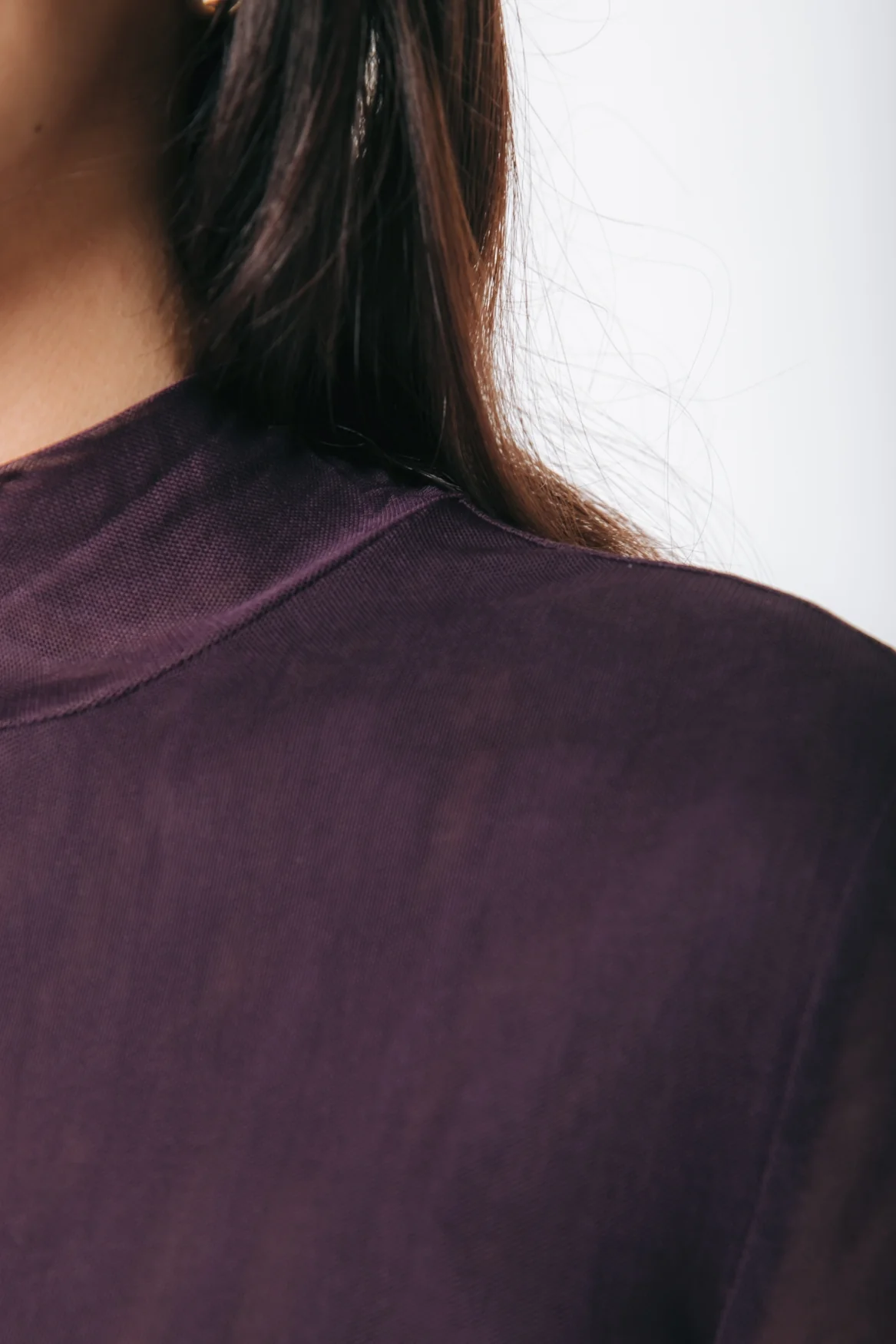 Mesh Turtleneck Top | Dark purple - Image 4