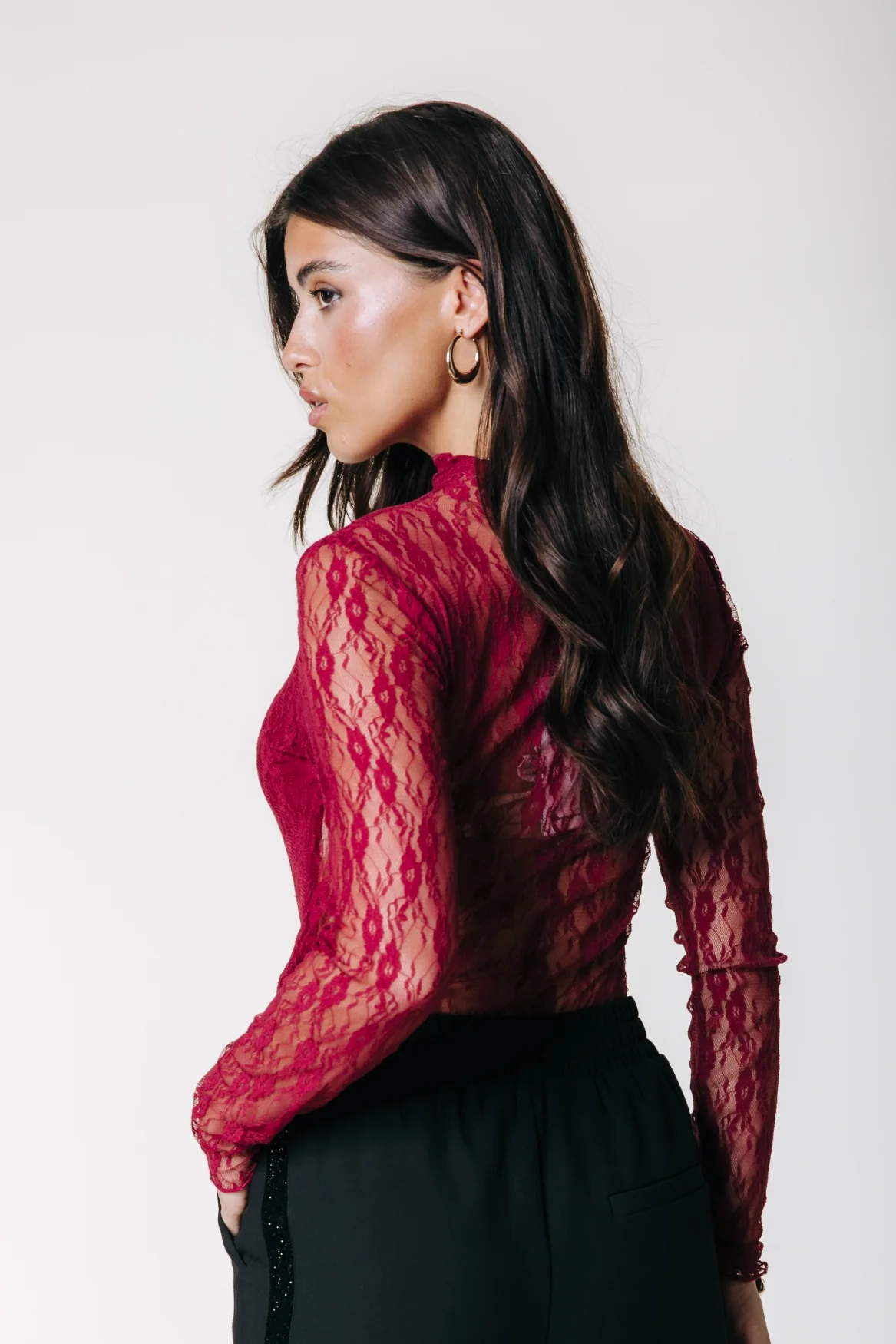 Noe Lace Top | Merlot Red - Image 3