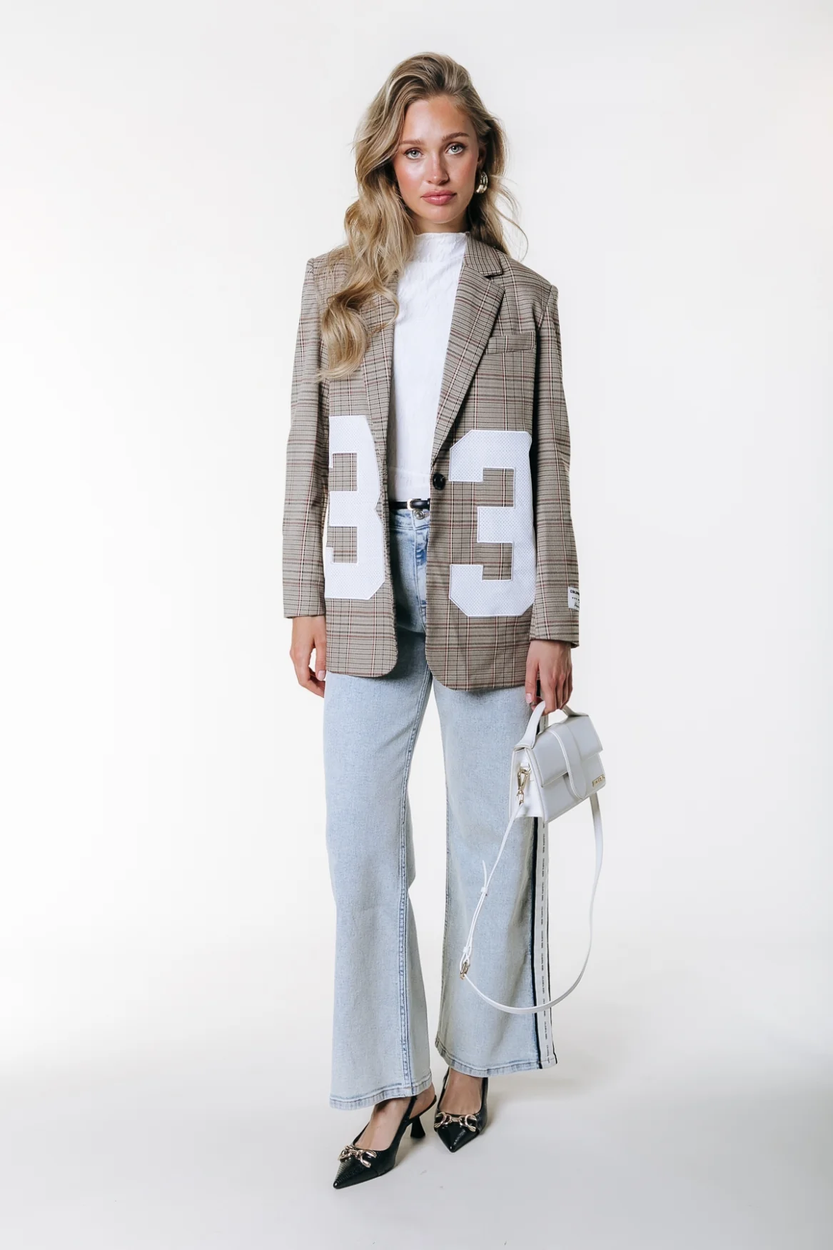 Paris Check Patch Blazer | Medium brown - Image 3