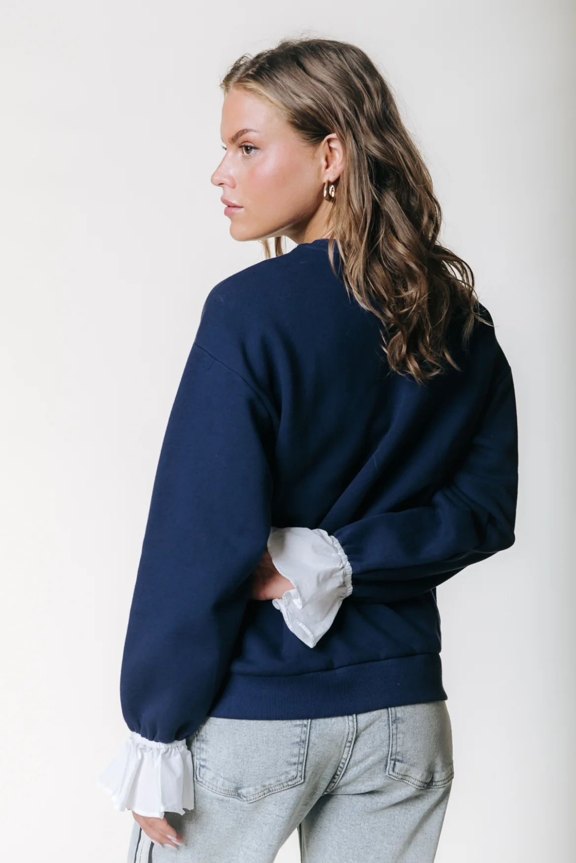 Poplin Cuff Sweat | Navy - Image 3