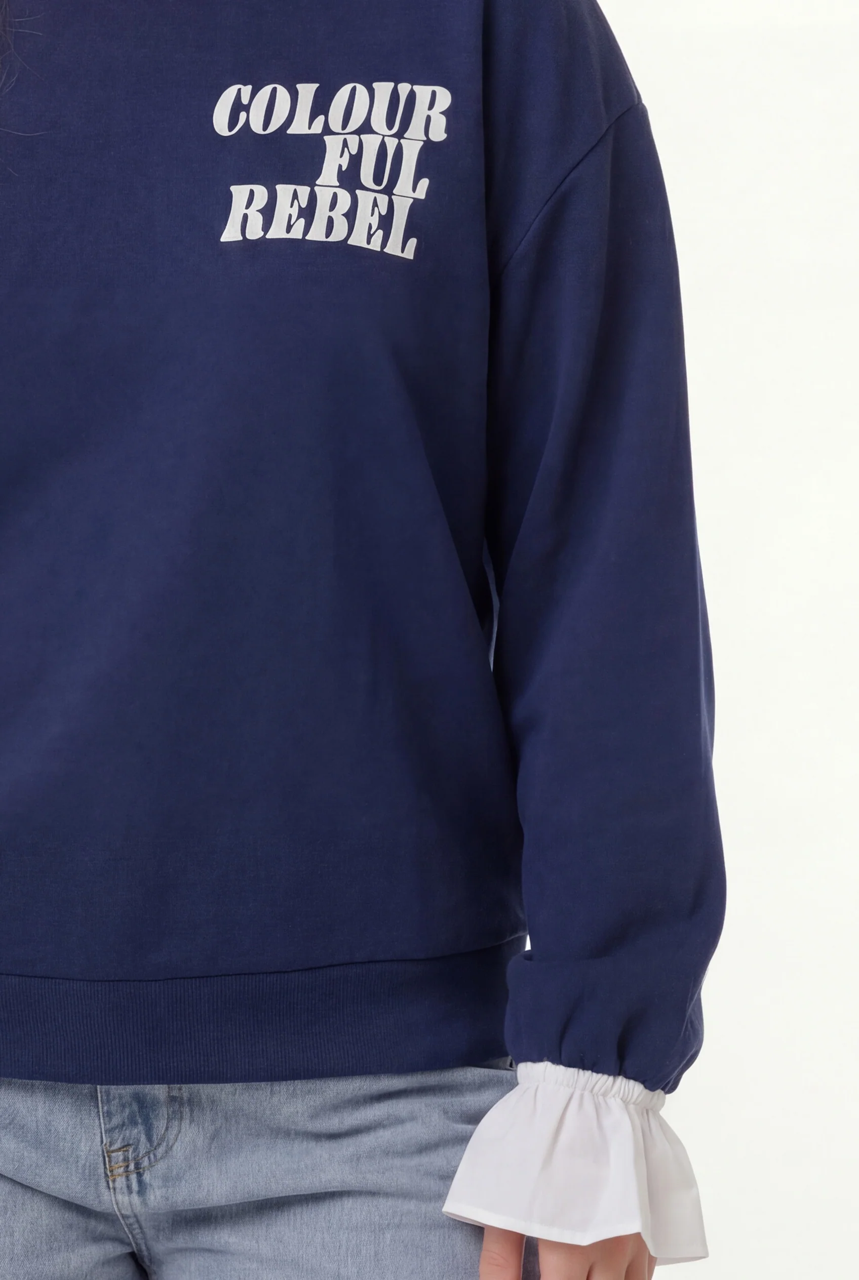Poplin Cuff Sweat | Navy - Image 2