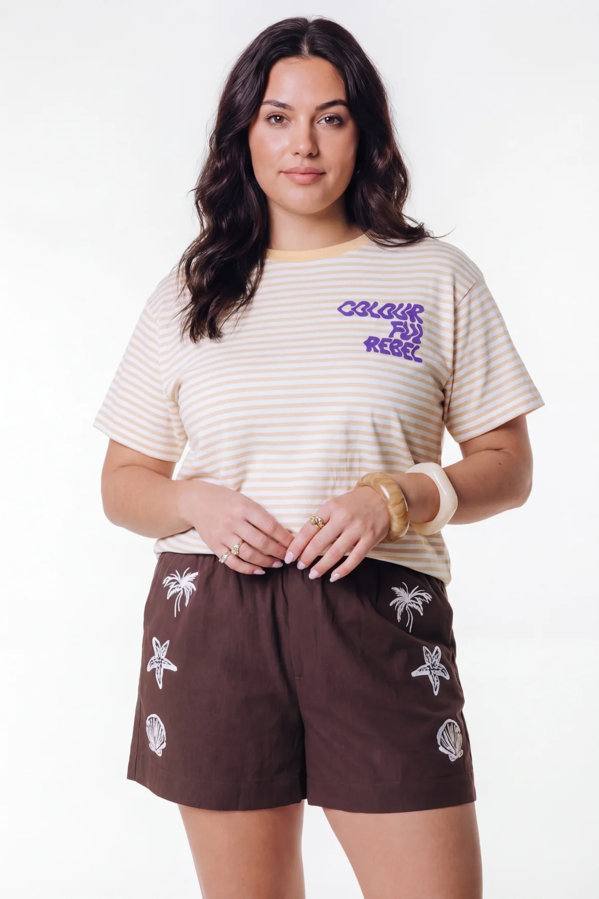 Puff Logo Stripe T-shirt | Soft yellow