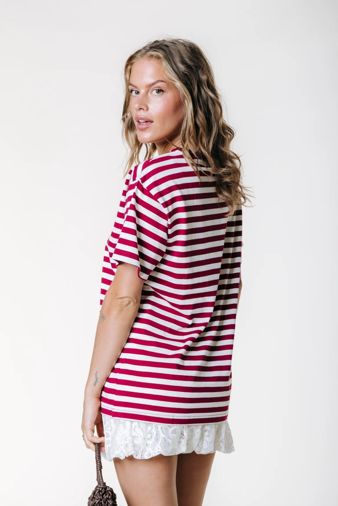 Puff Logo Stripe T-shirt | Deep Burgundy - Image 3