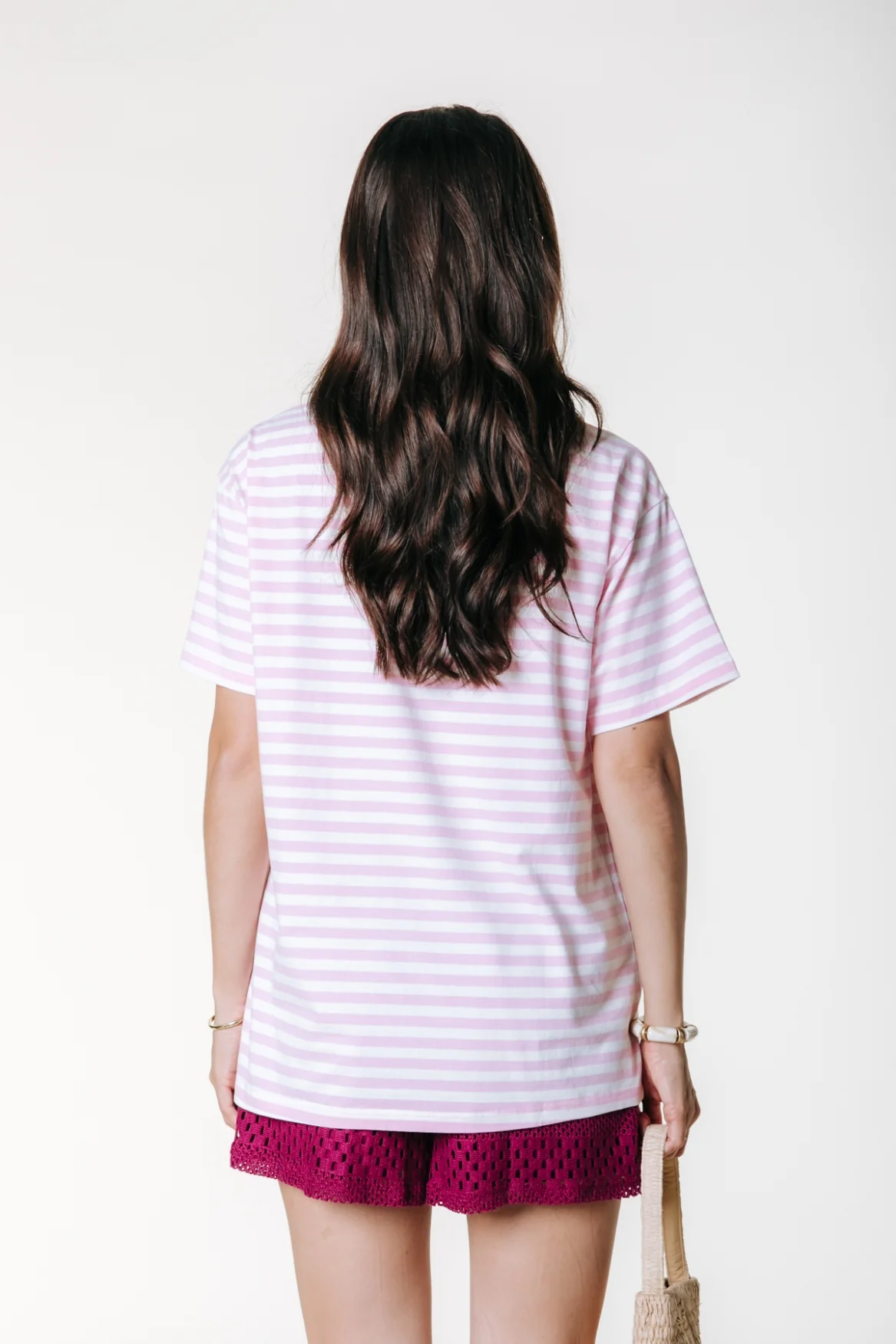 Puff Logo Stripe T-shirt | Light pink - Image 3