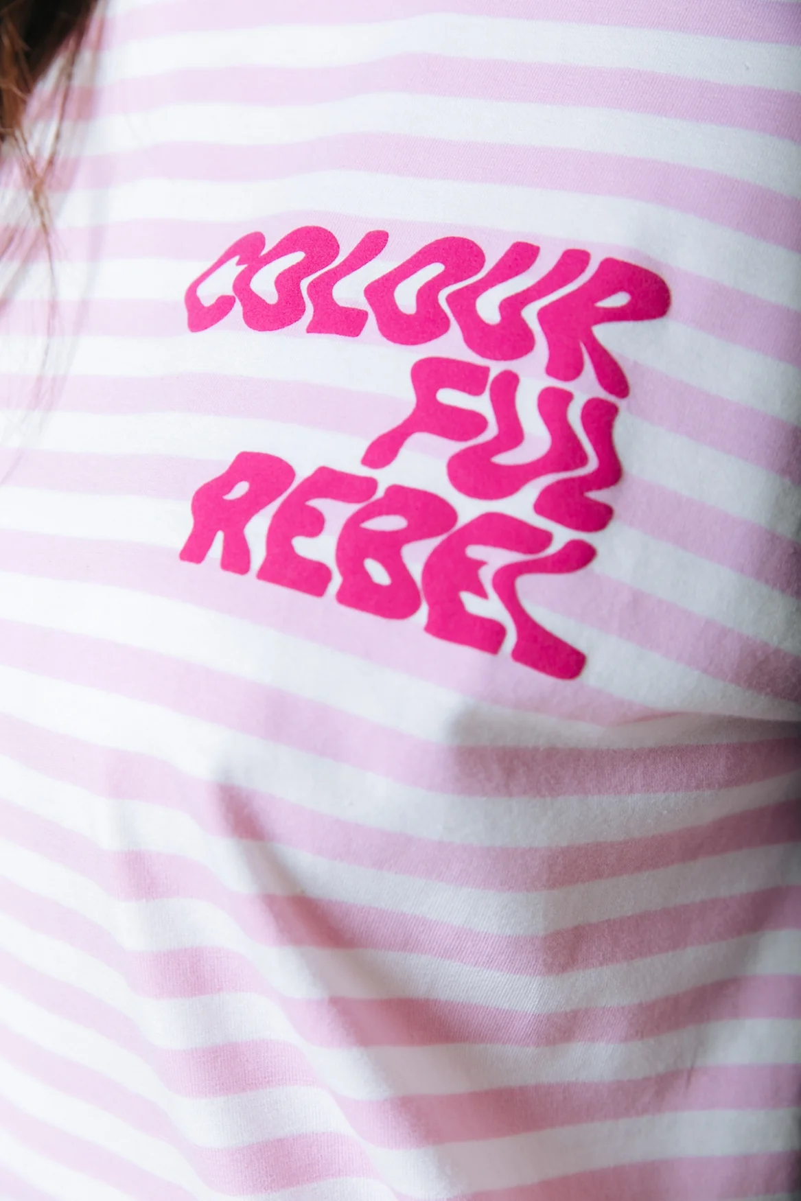 Puff Logo Stripe T-shirt | Light pink - Image 5