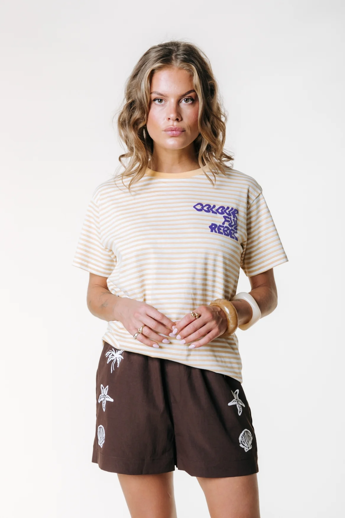 Puff Logo Stripe T-shirt | Soft yellow