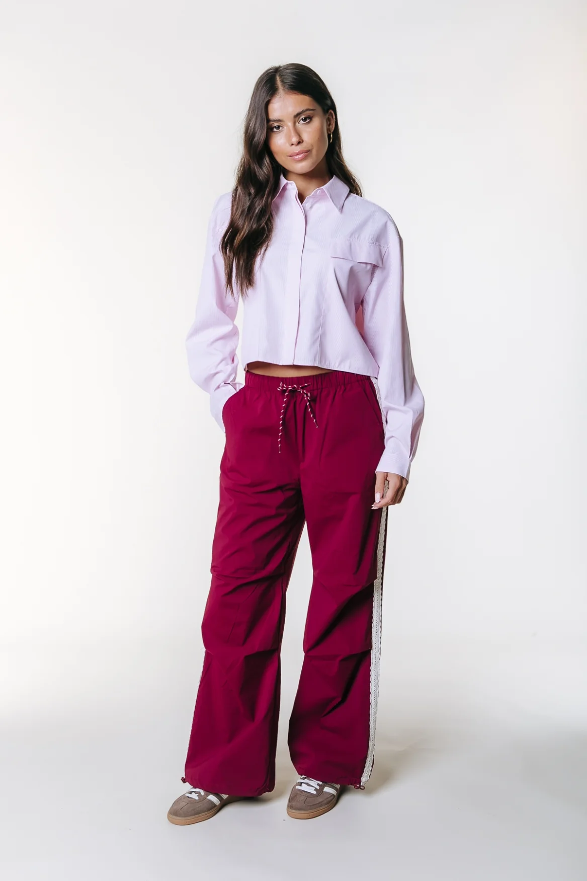 Rose Tuxedo Sport Pants | Merlot Red - Image 3