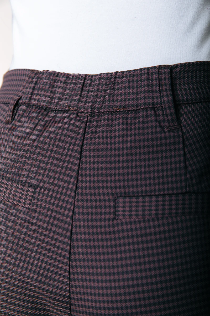 Rus Dogtooth Straight Pants | Brown - Image 5