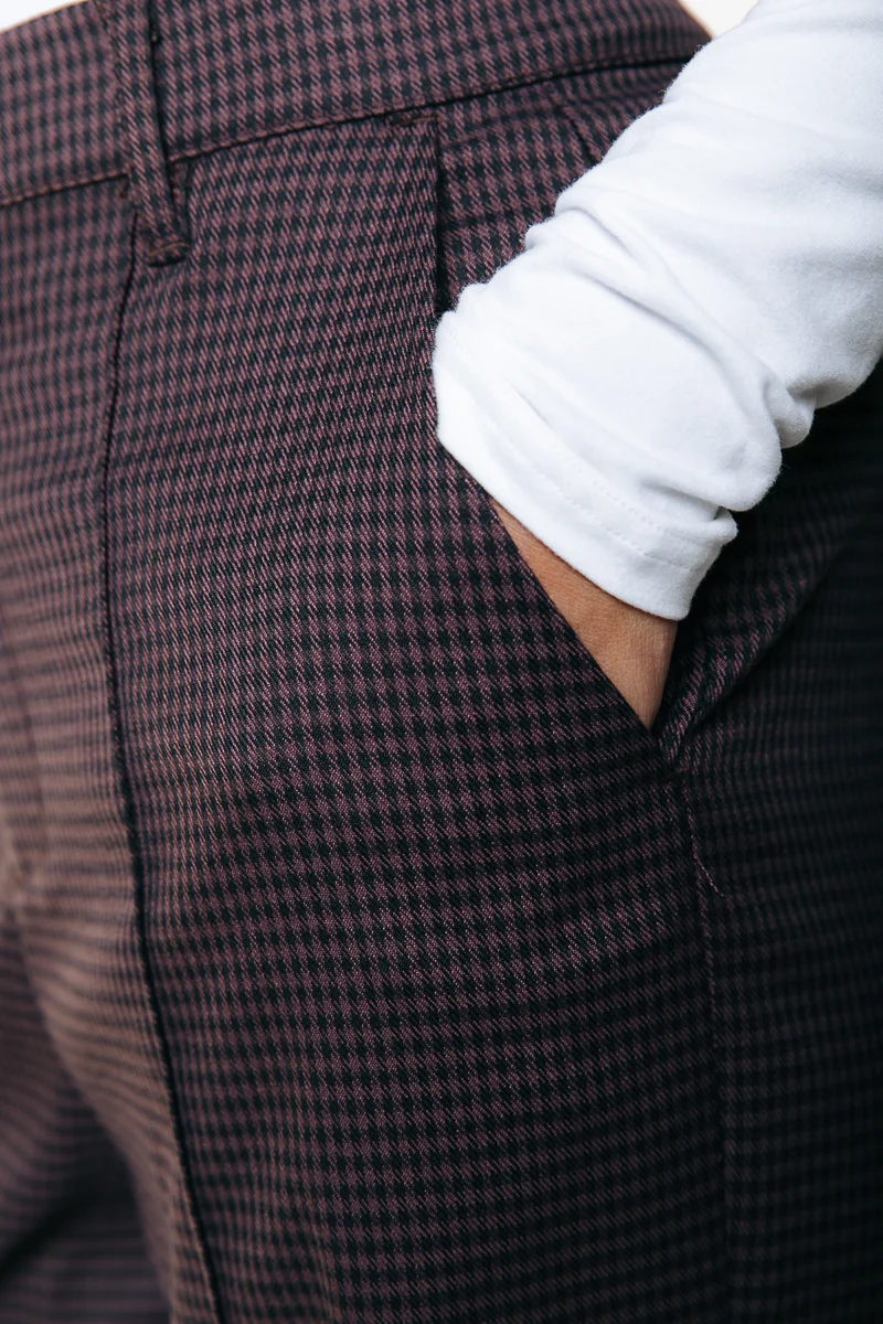 Rus Dogtooth Straight Pants | Brown - Image 6