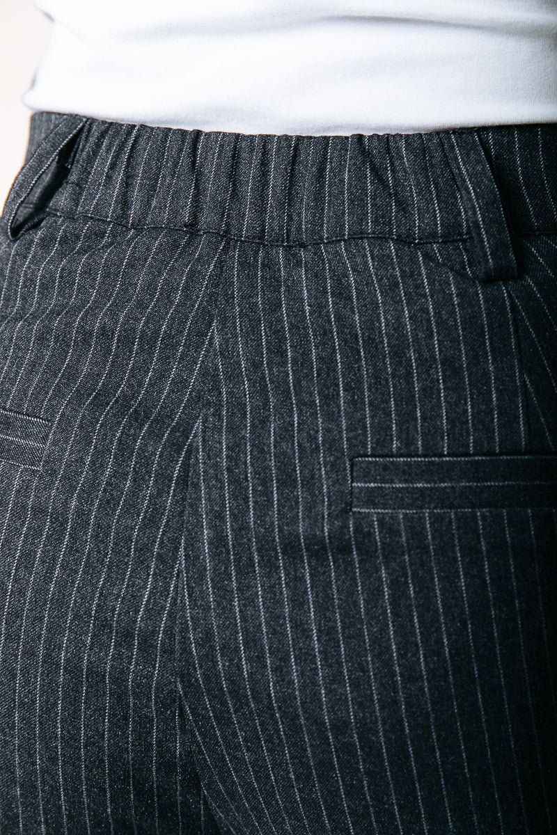 Rus Pinstripe Straight Pants | Black - Image 5
